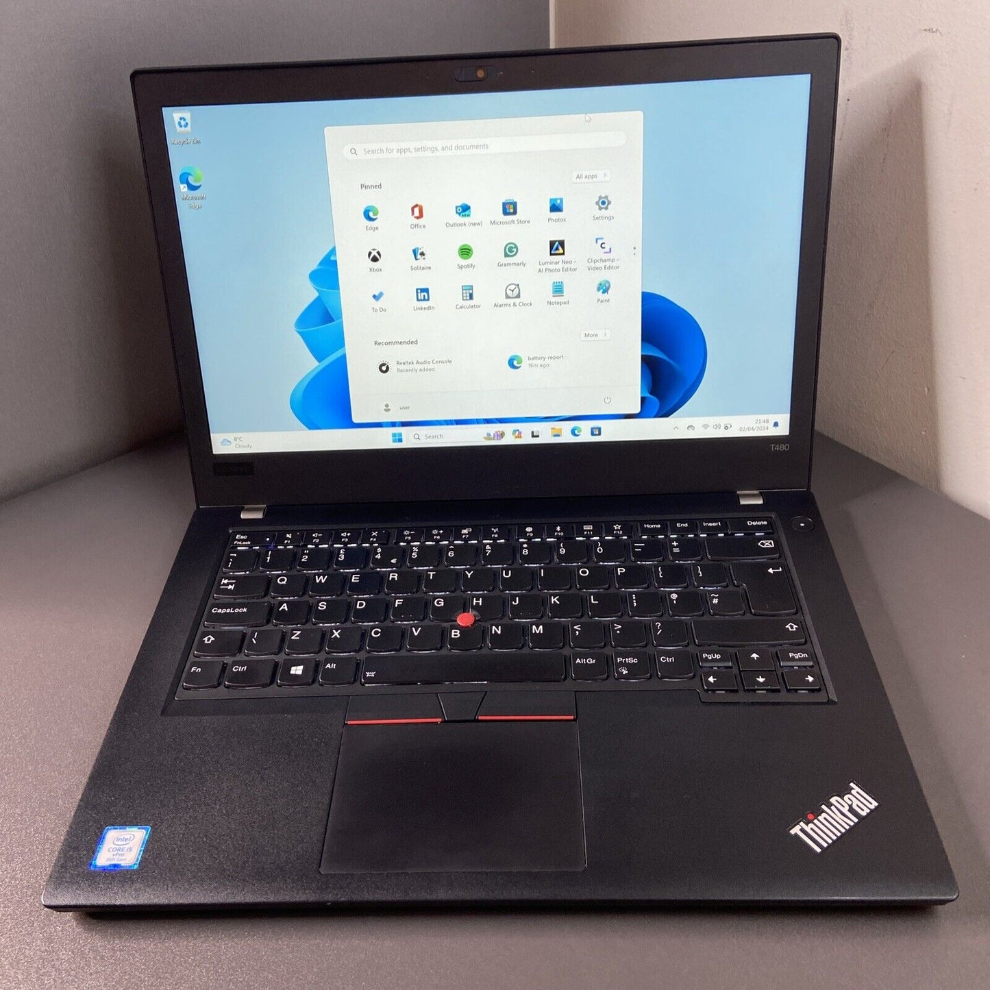 Lenovo ThinkPad T490 14" 256GB SSD Intel Core i5-8250U 8th Gen, 8GB RAM Win 11