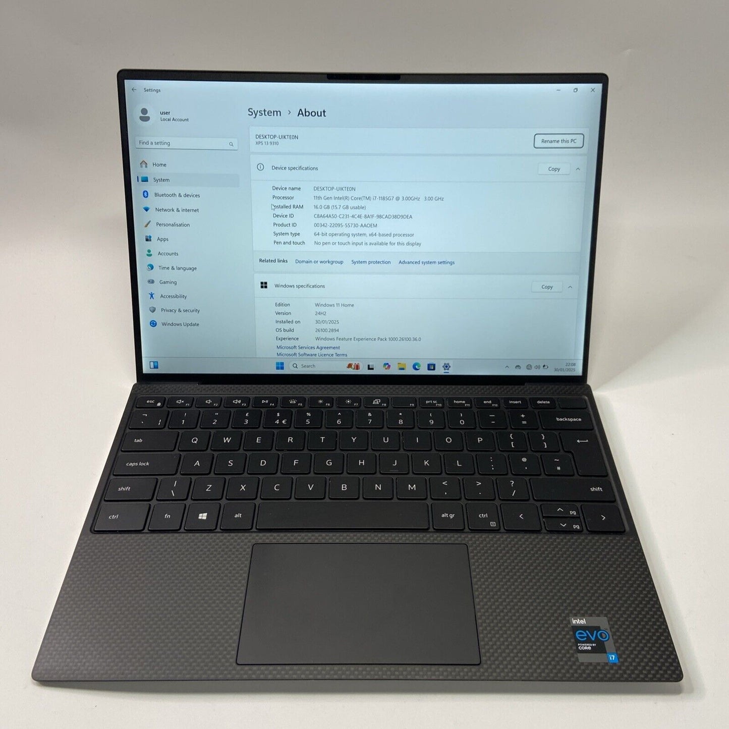 Dell XPS 13 9310 13.3" FHD Laptop i7-1185G7 512GB SSD 16GB Ram Windows 11 Pro