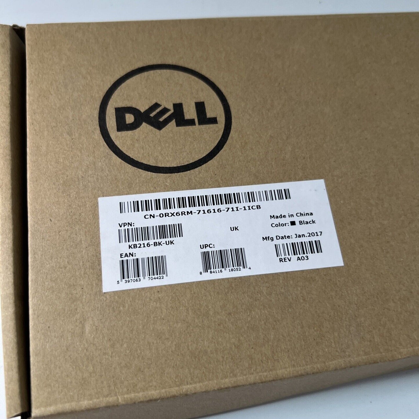 Dell Keyboard UK Layout USB-Wired Black 0RX6RM KB216t Opened Never Used