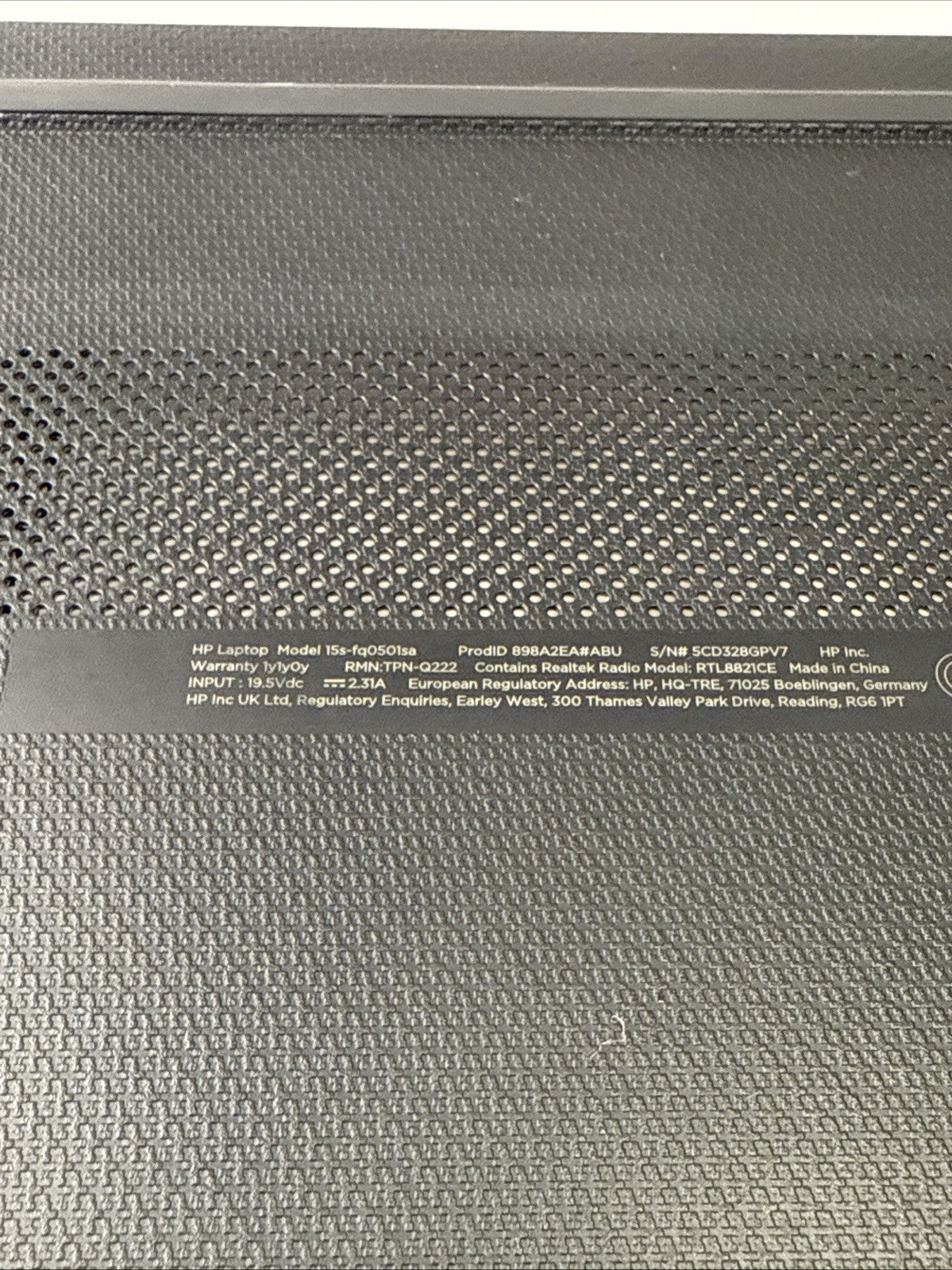 Genuine HP 15s-fq0501sa Bottom Base Case Cover EA0P5010120