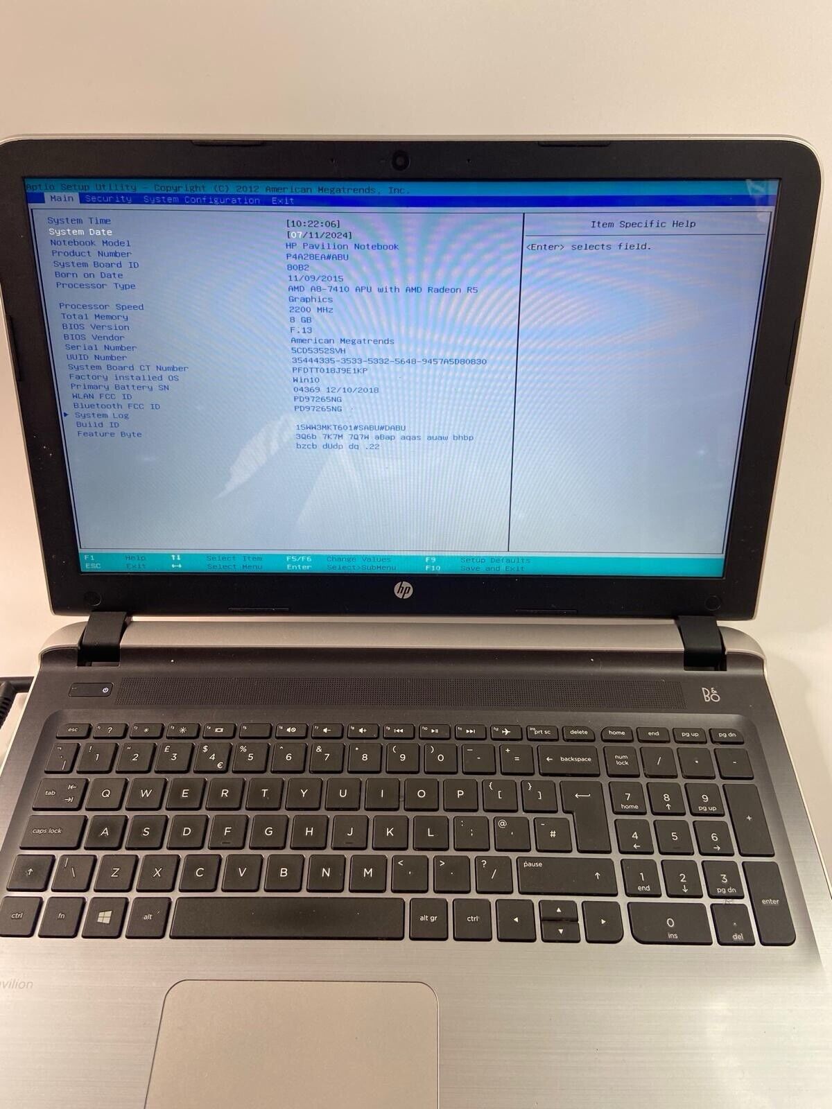 HP Pavilion 15-AB150SA 15-AB Complete Screen Assembly Rear Lid Cover Dead Pixels