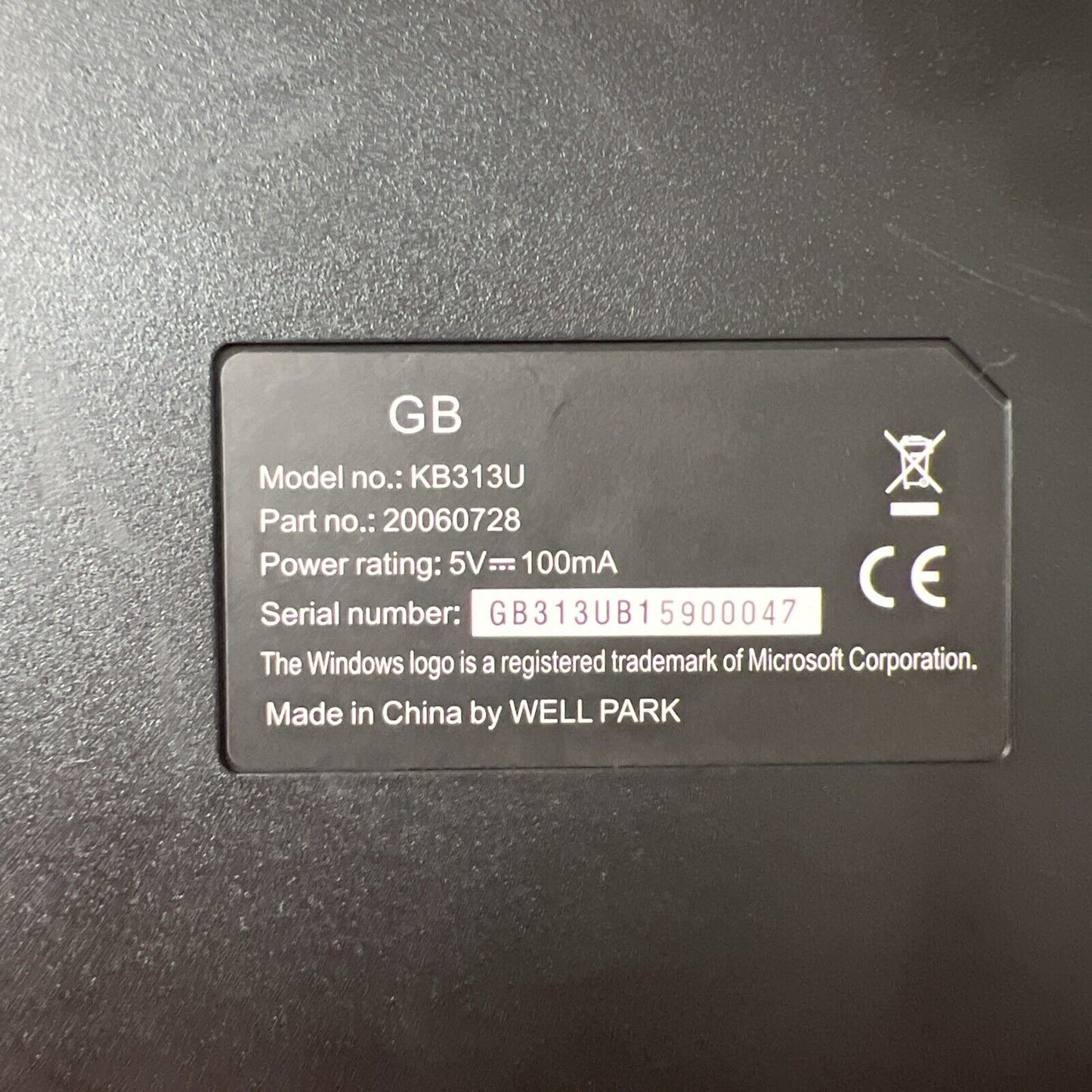 PC Wired UK Keyboard Keyboard PC Keyboard KB313U 20060728