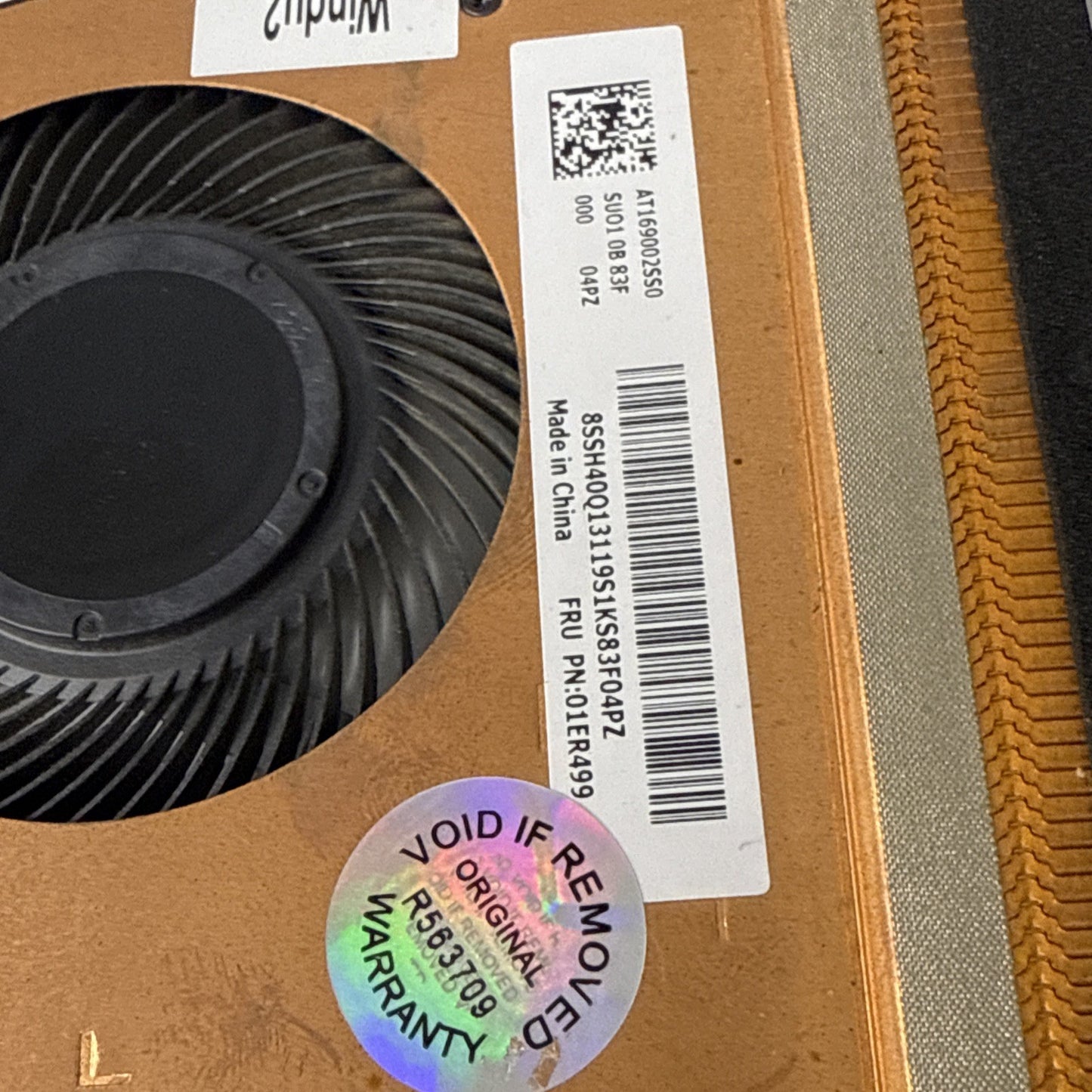 Lenovo ThinkPad T480 Laptop Heatsink with Cooling Fan 01ER499