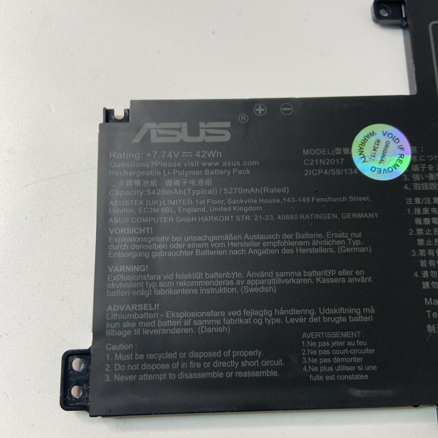 Genuine Asus CHROMEBOOK CX1500CKA-DH44F Laptop Battery 5428mAh 42Wh