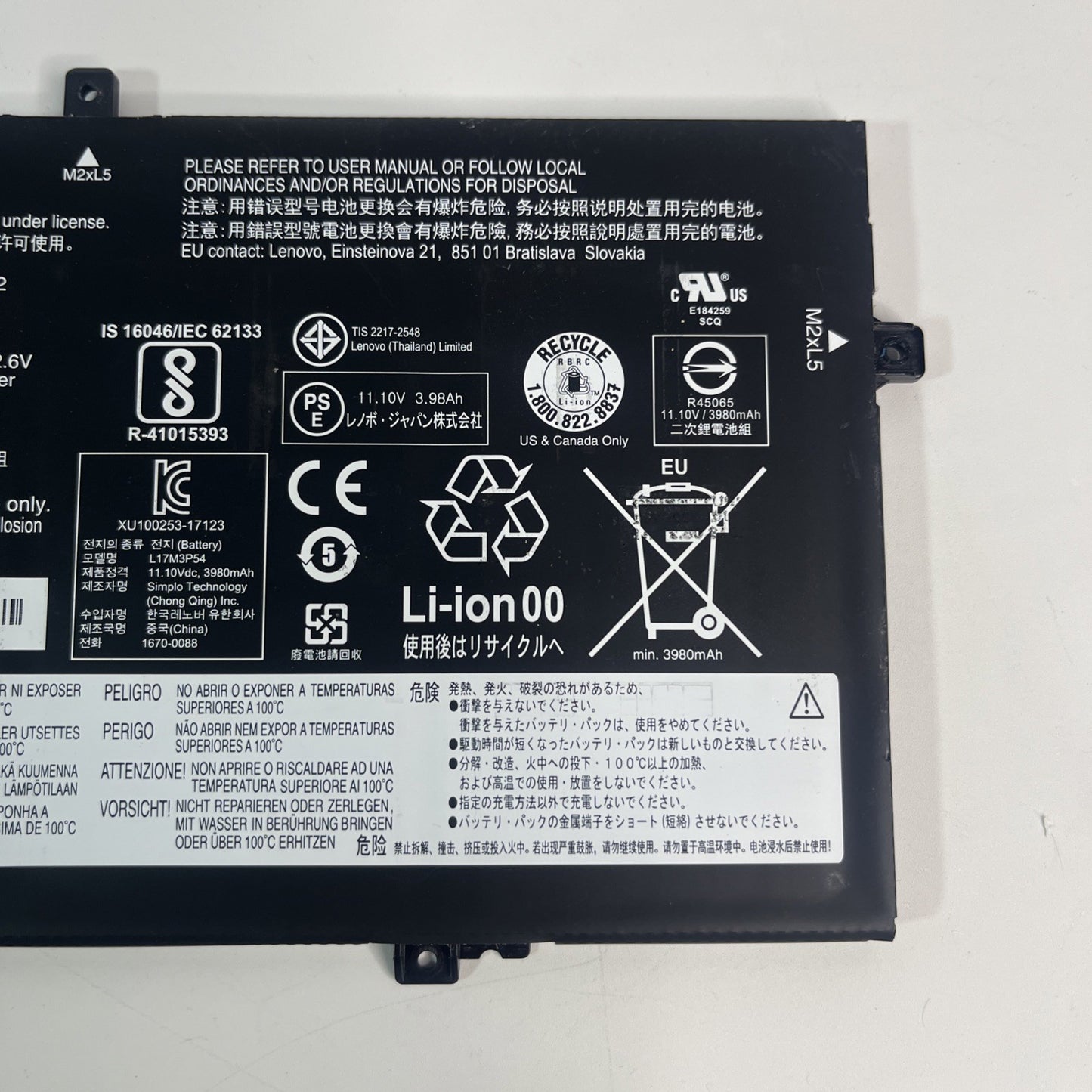 Genuine Black Lenovo ThinkPad L480 Battery L17M3p54 Good Health