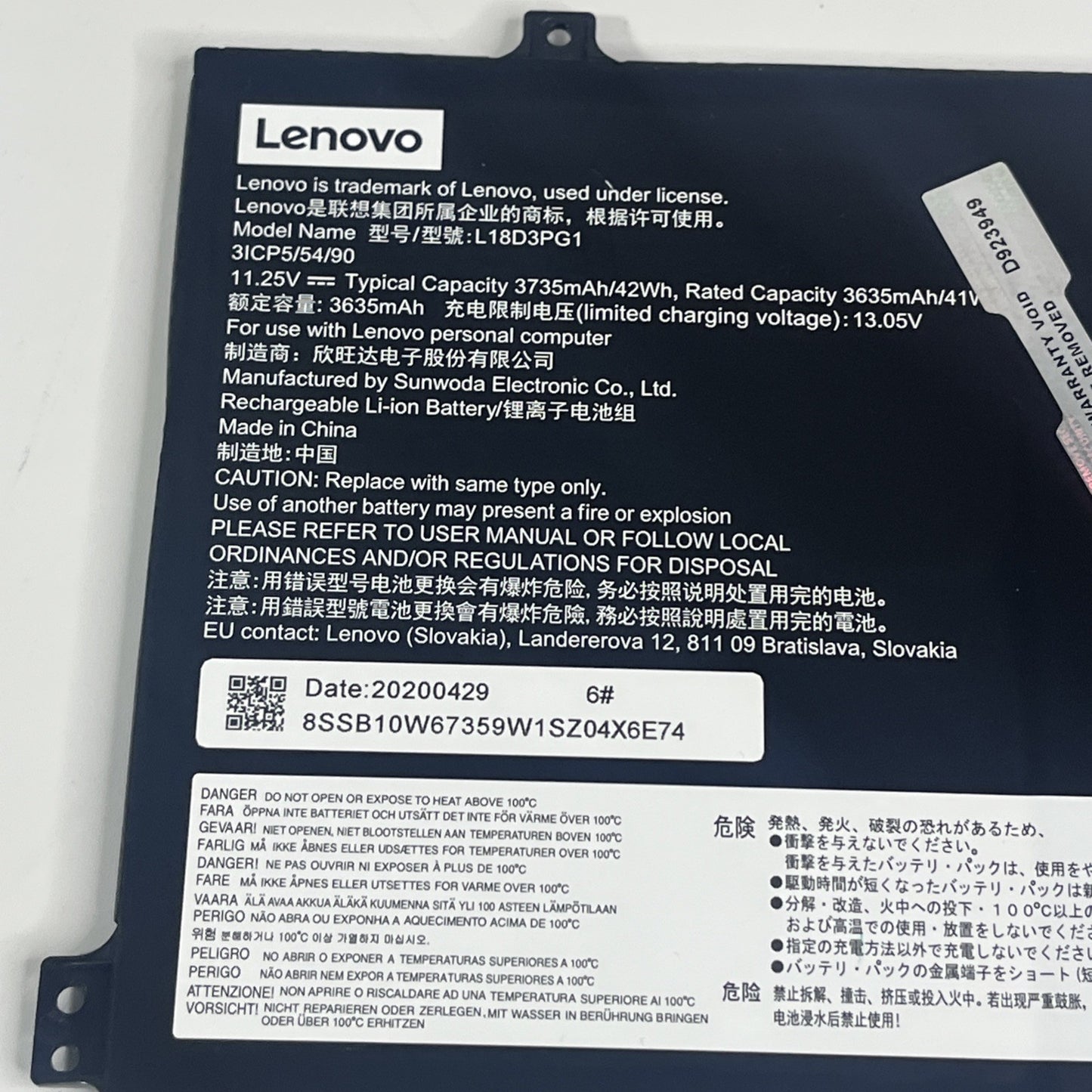 L17L3PB0 L18D3PG1 Battery for Lenovo 100E 500E Chromebook C340-11 S340-14 Serie