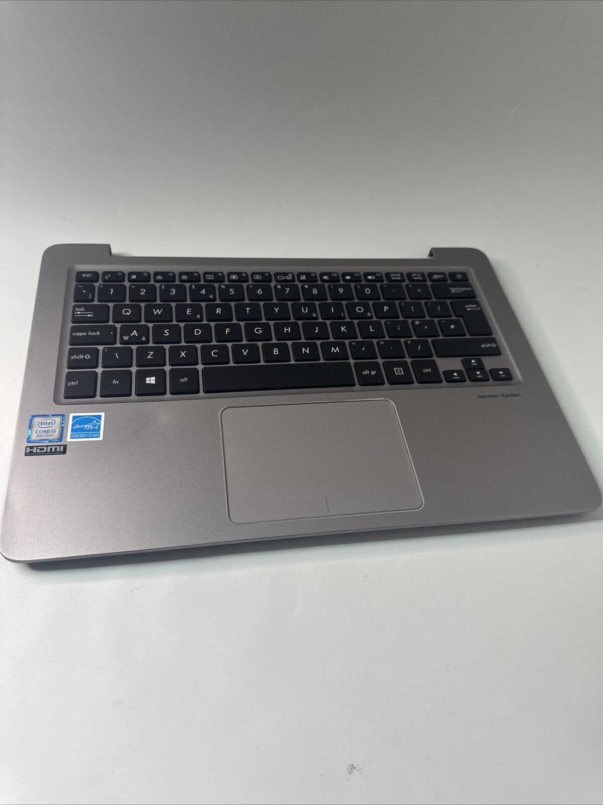 Genuine Asus UX410U Complete Palmrest UK Keyboard Touchpad Silver (Dent)