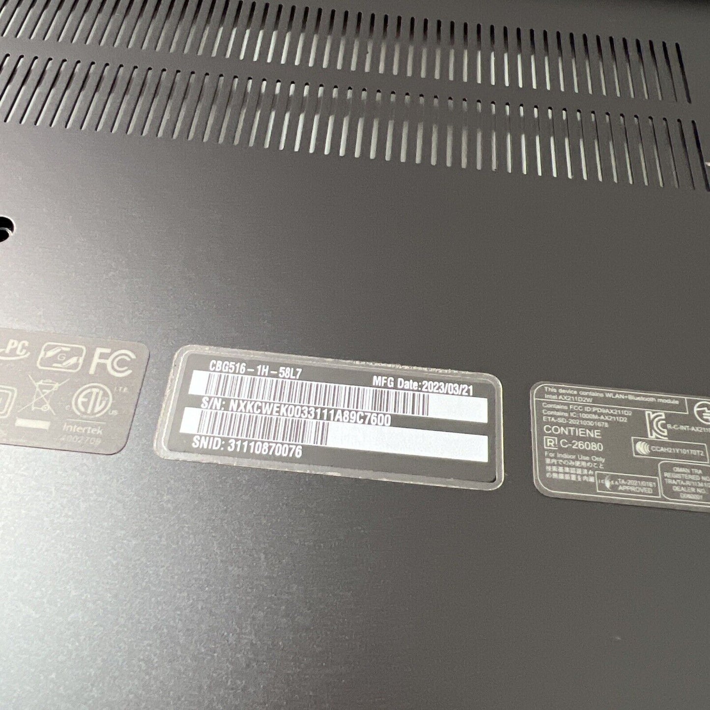 Acer Chromebook 516 GE CBG516-1H Bottom Base Cover EAZBR001010 (DENT)