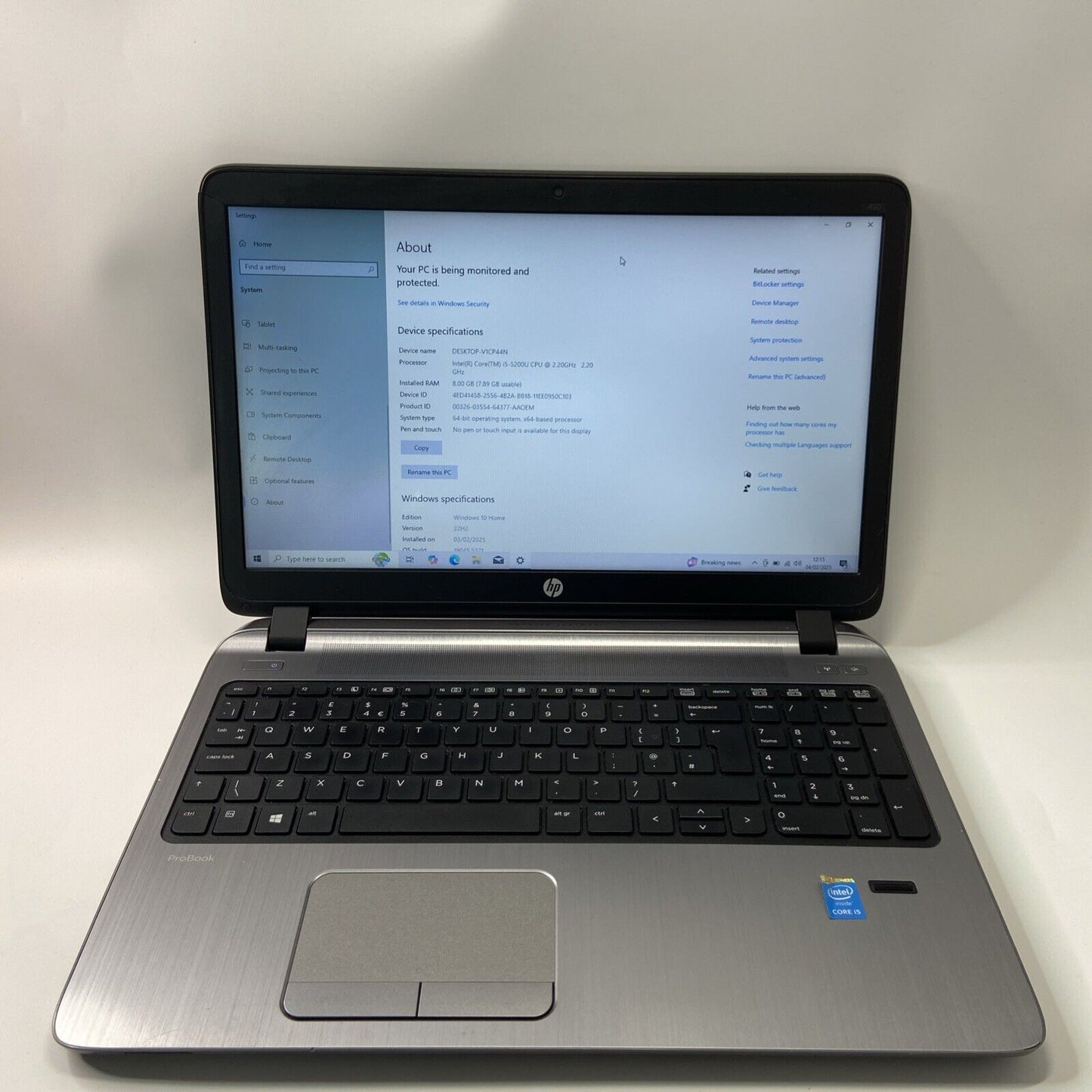 HP ProBook 450 G2 - Core i5-5th Gen, 8GB RAM, 128GB SSD Windows 10 Pro Laptop