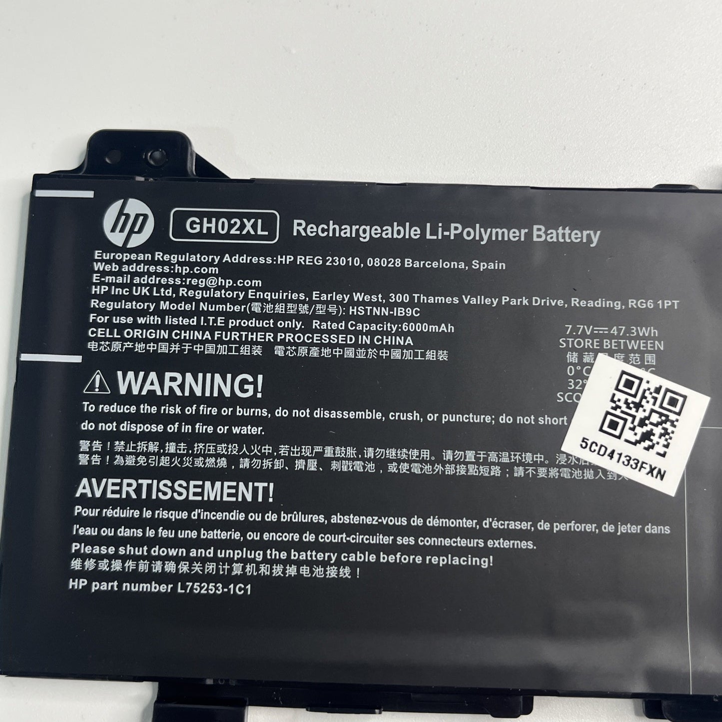 HP ChromeBook 14A-(CA,NA) OEM Li-Polymer Battery 47.3Wh 7.7V 6000mAh L75783-005
