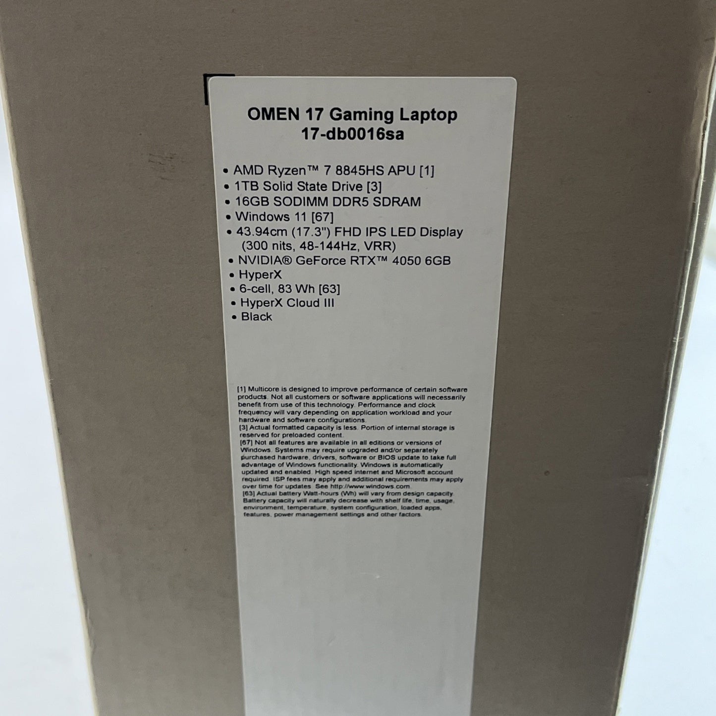 HP Omen 17-db0016sa Gaming Laptop AMD Ryzen 7-8845HS 16 GB RAM 1TB SSD RTX 4050