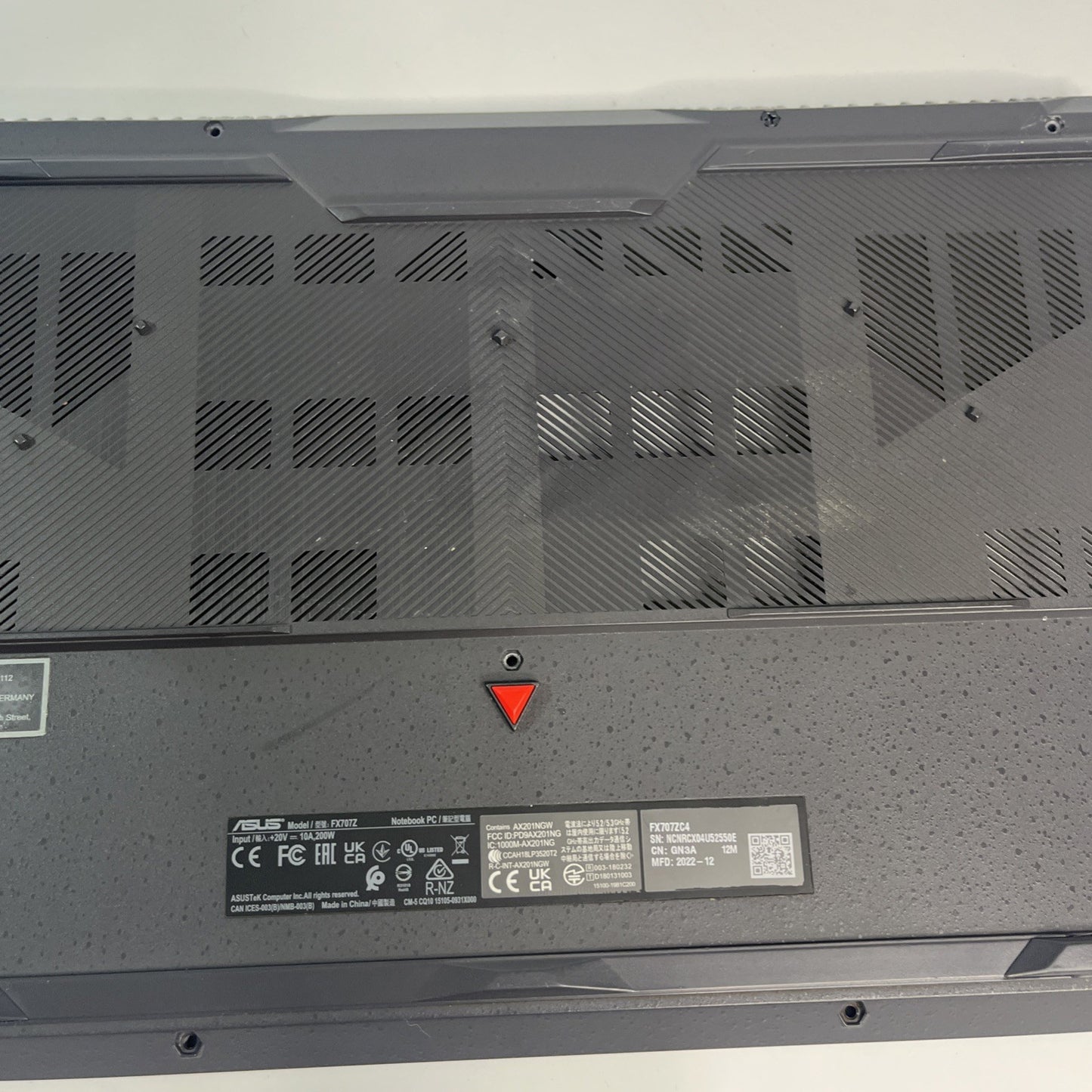 Genuine Black ASUS TUF Gaming F17 FX707ZC4 Bottombase 3CNJKBAJN00