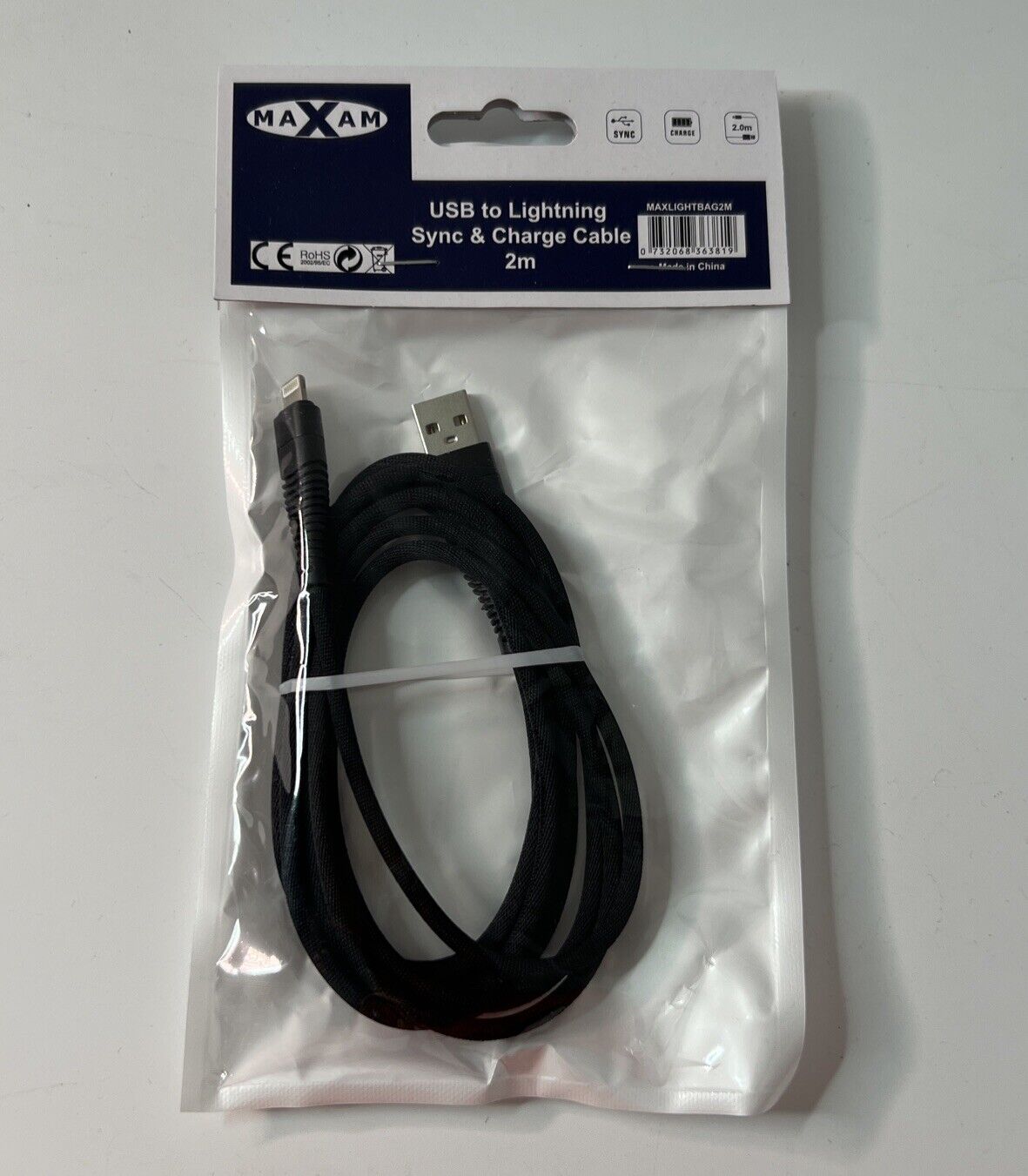 For Iphone Sync & Charge Cable MAXAM 2M USB Charger BRAND NEW
