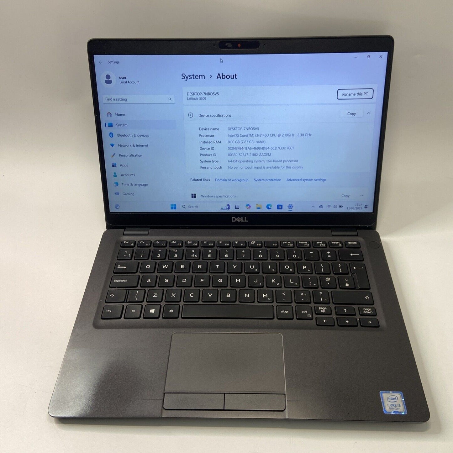 Dell Latitude 5300 13.3” Laptop – Intel Core i3-8145U 8GB RAM 256GB SSD Win 11