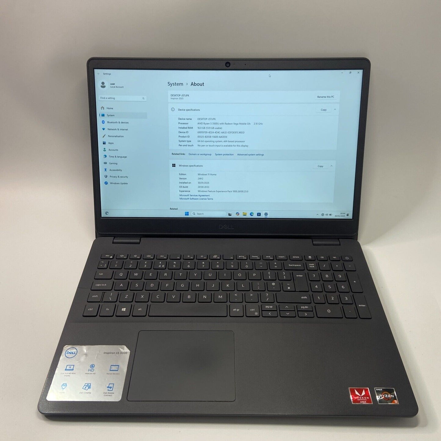 Dell Inspiron 15-3505 15.6" Laptop AMD Ryzen 5 3500U 256GB SSD 16GB RAM