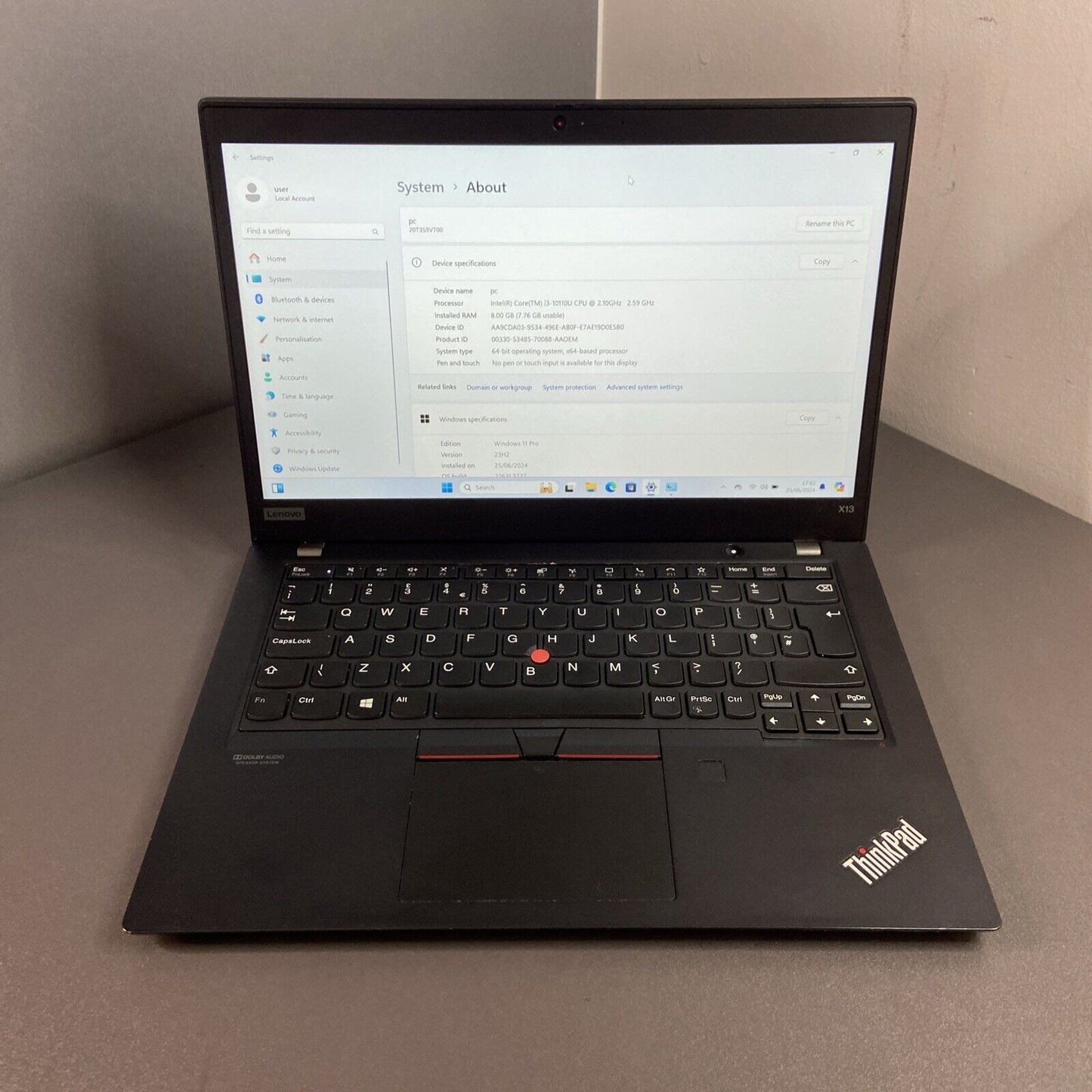 Lenovo X13 GEN1 Laptop i3-10110U 10TH GEN 8GB RAM 256GB SSD Windows 11 Pro
