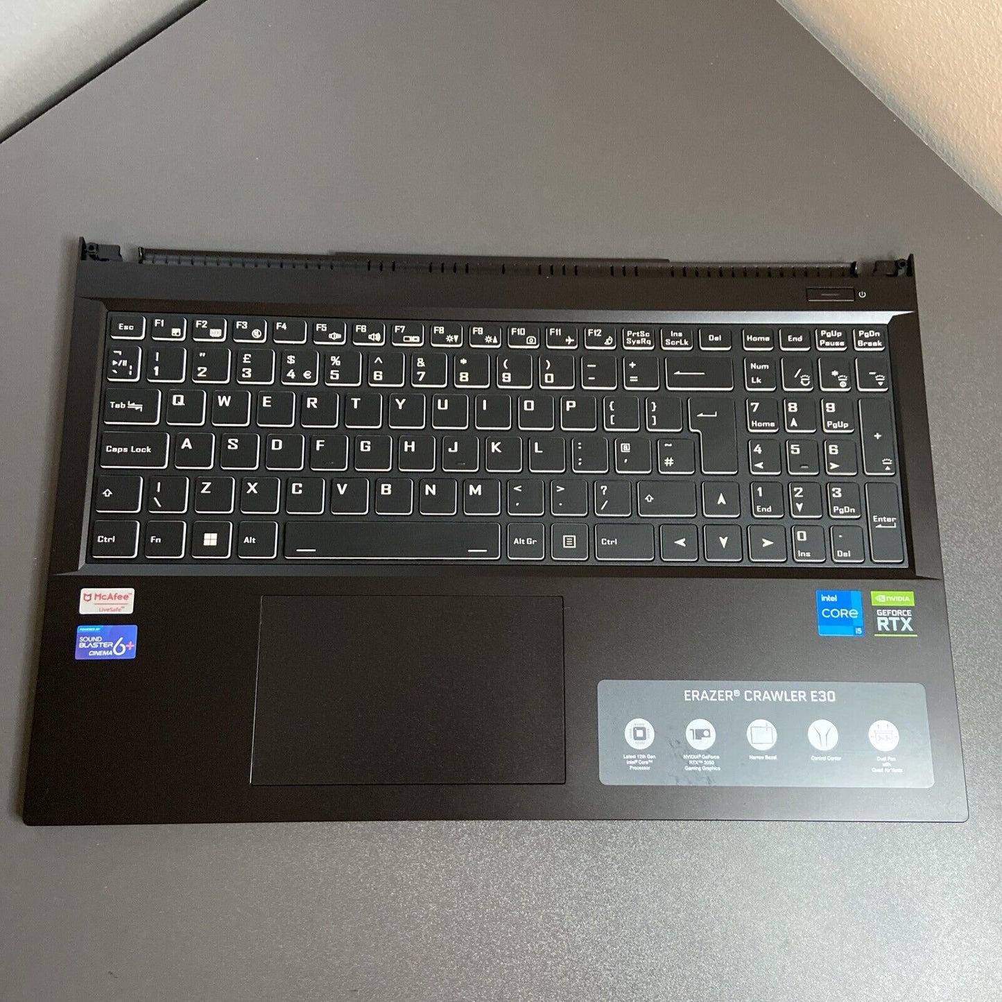 Medion Erazer Crawler E30 Complete Palmrest Cover UK Keyboard NP50PNJ2