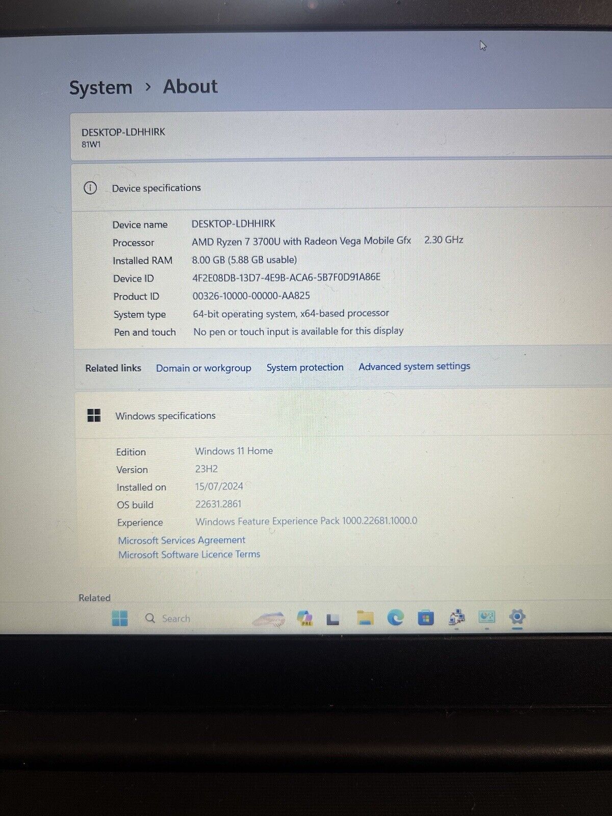 Lenovo Ideapad 3 15ADA05 motherboard AMD Ryzen 7 3700U FOR PARTS