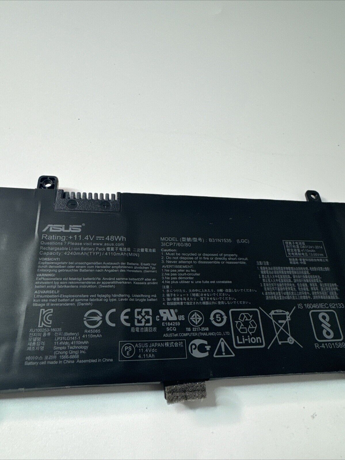 Genuine Asus UX410U Battery B31N1535