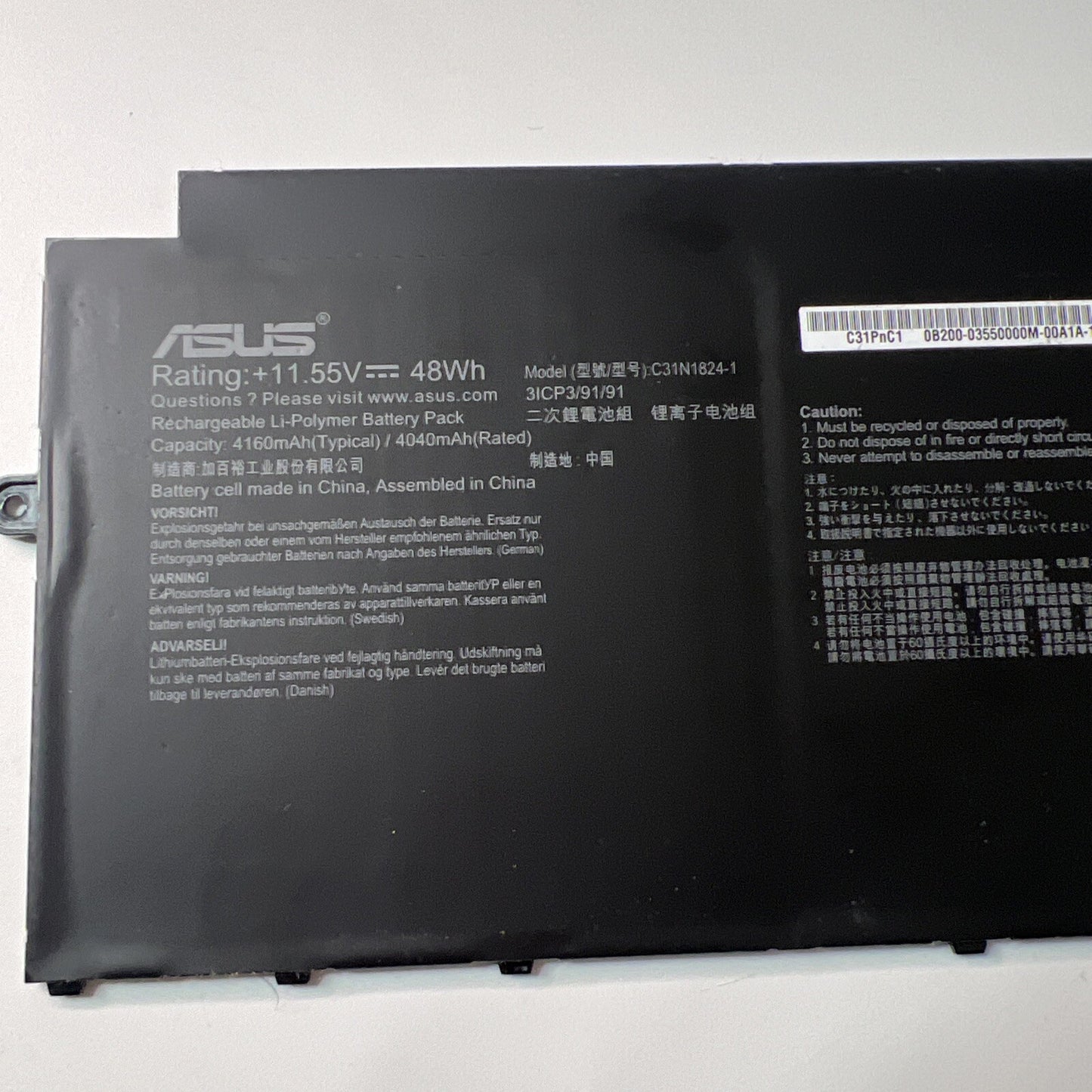 ASUS C433T GENUINE Laptop BATTERY 0B200-03550000 C31N1824-1