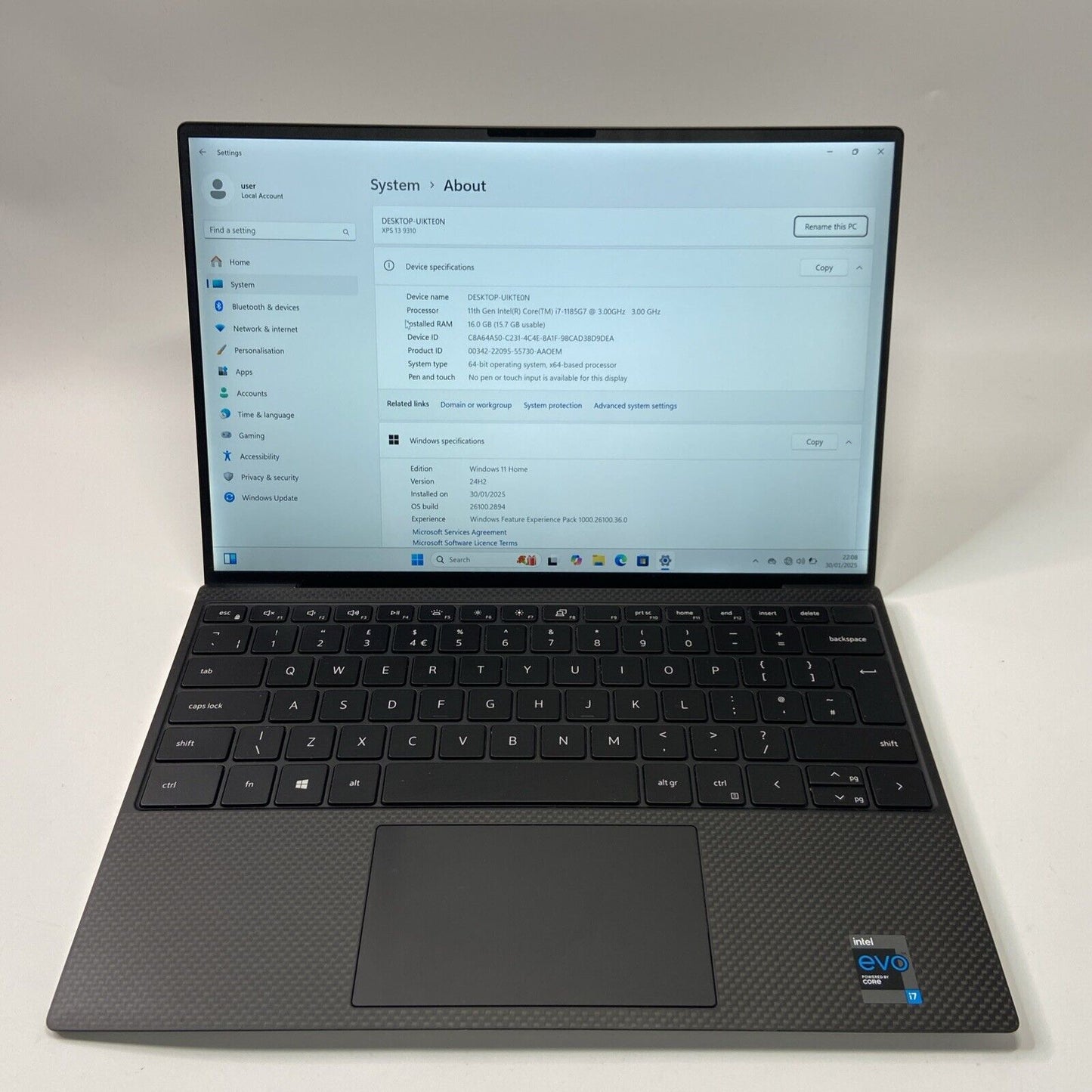 Dell XPS 13 9310 13.3" FHD Laptop i7-1185G7 512GB SSD 16GB Ram Windows 11 Pro