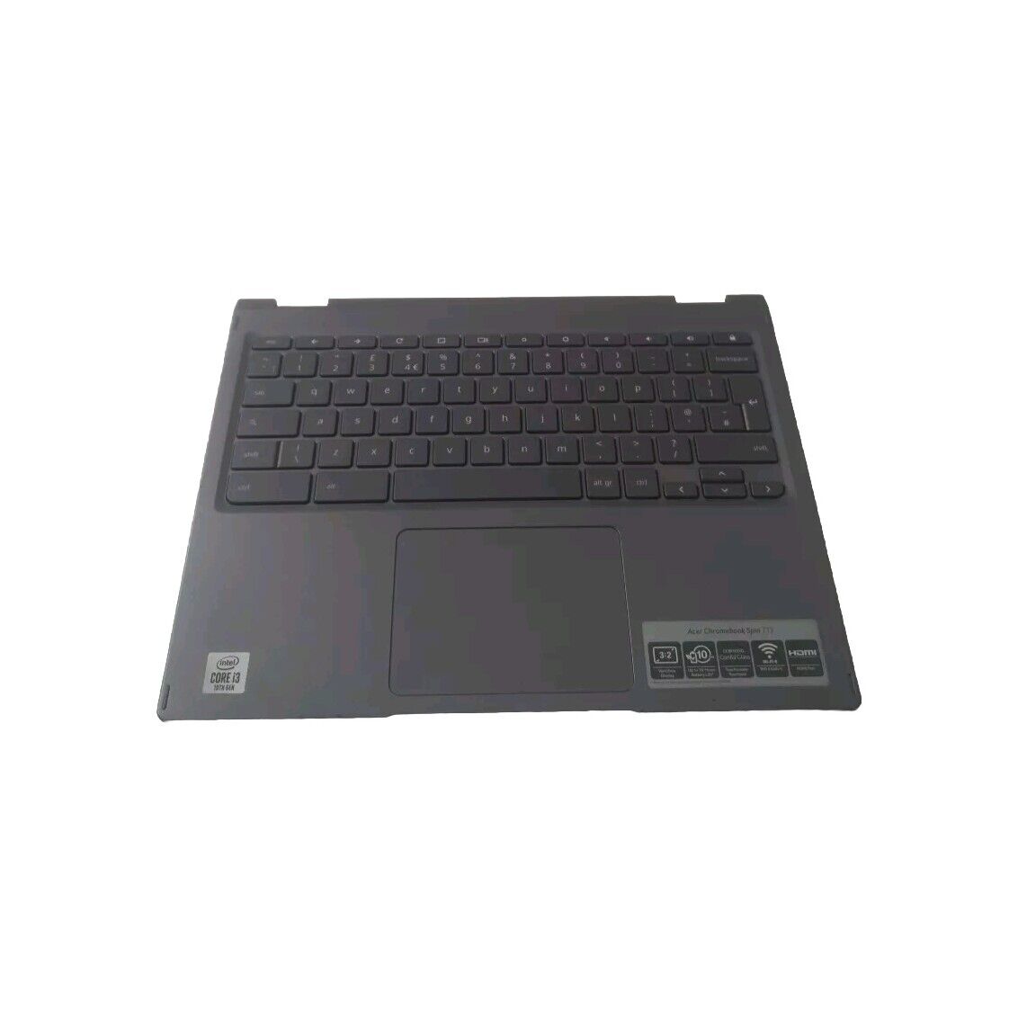 Genuine Acer Chromebook Spin CP713-2W Palmrest Cover Keyboard UK Grey Backlit