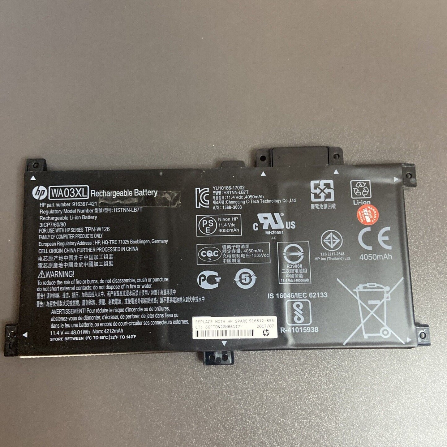 HP Pavilion X360 15-BR017NA 15-BR036TX WA03048XL,WA03048XL-PR WA03XL Battery