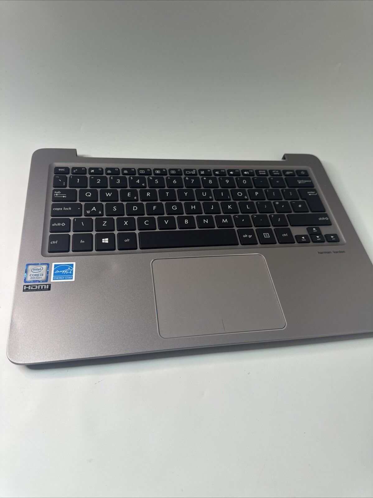 Genuine Asus UX410U Complete Palmrest UK Keyboard Touchpad Silver (Dent)