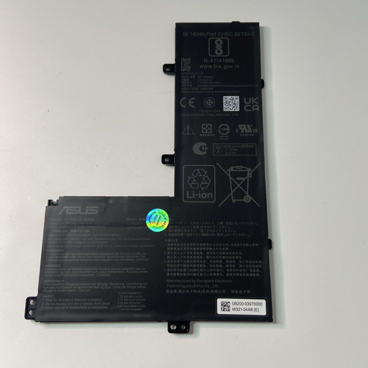 Genuine Asus CHROMEBOOK CX1500CKA-DH44F Laptop Battery 5428mAh 42Wh