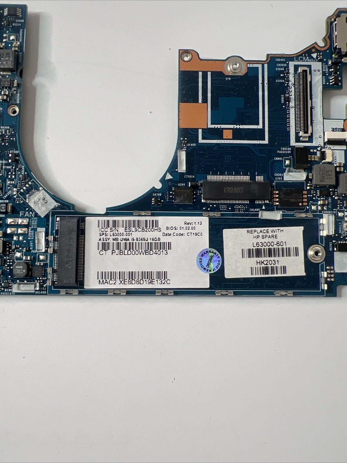 HP Elitebook x360 1040 G6 Motherboard i5 8th Gen L63000-601 NO POWER