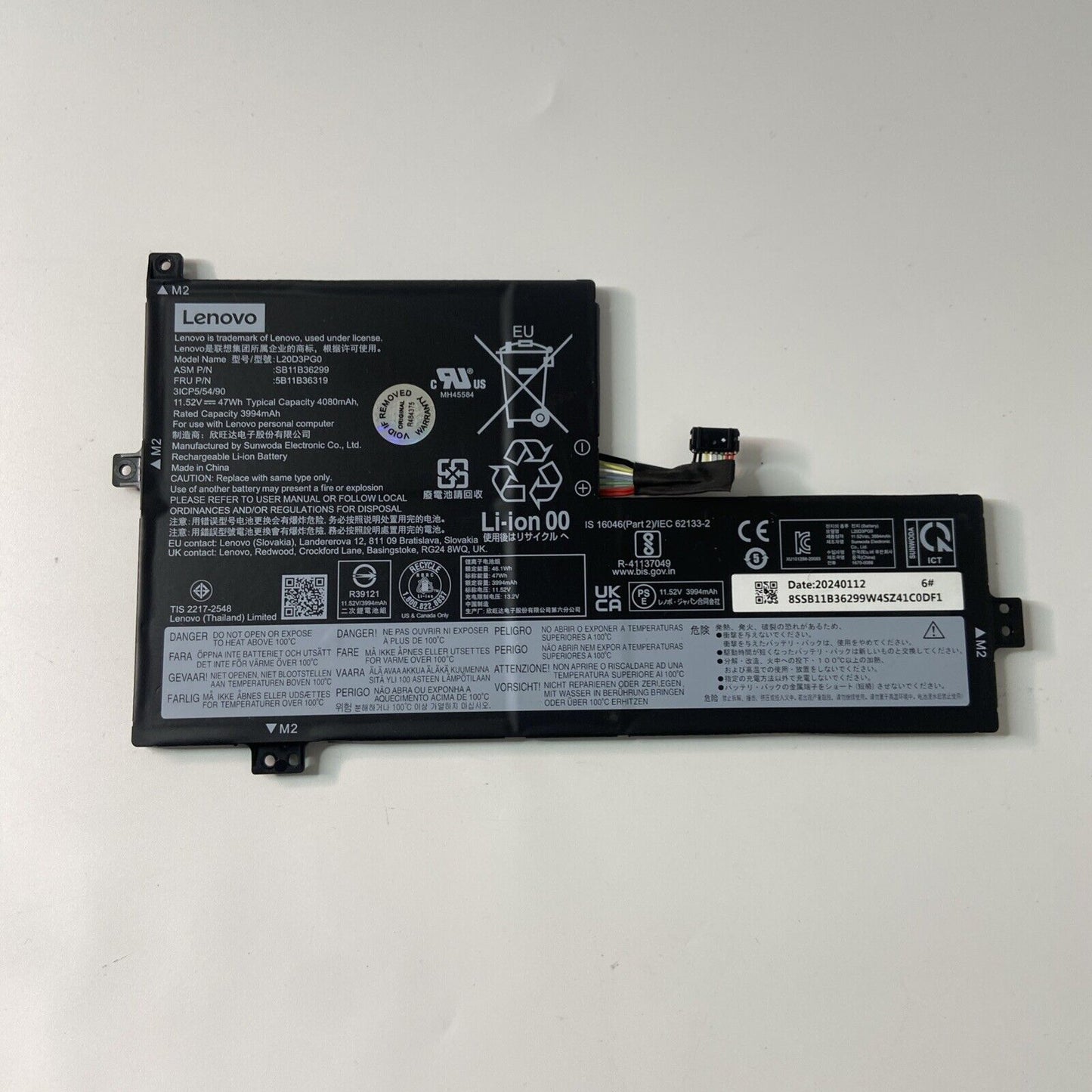 Genuine Lenovo Flex 3 Chrome 15IJL7 Battery L20D36299 47Wh Very Good Health