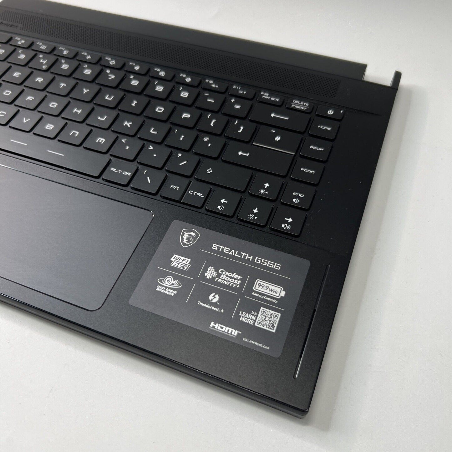 MSI Stealth GS66 MS-16V1 Complete Palmrest UK Keyboard Touchpad Speakers Black