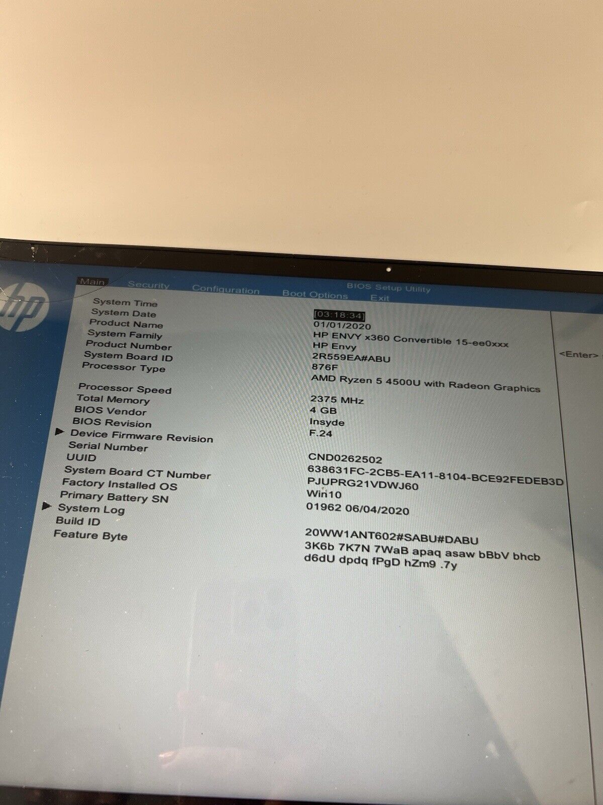 HP Envy x360 15-EE0503NA Motherboard AMD Ryzen 5 4500U L93113-601 WORKS