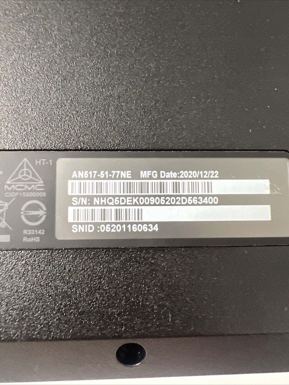Acer Aspire Nitro 5 AN517-51 Bottom Base Lower Cover Black 60.Q5EN2.001 Chipped