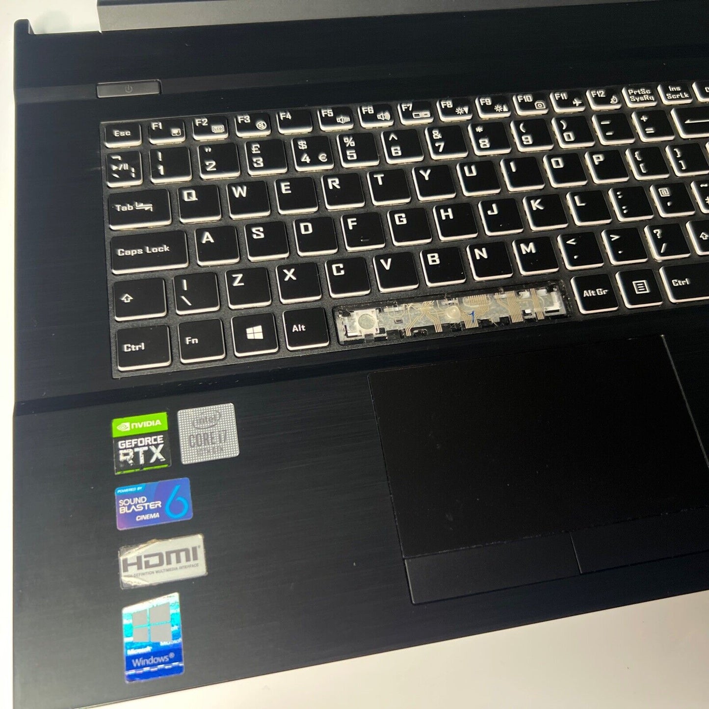 Clevo Notebook NH77DP Complete Palmrest Assembly UK Keyboard touchpad NH772-012