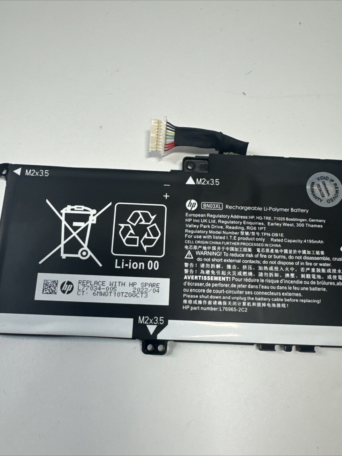 Genuine HP BN03XL Laptop Battery to replace L77034-005, TPN-DB1E