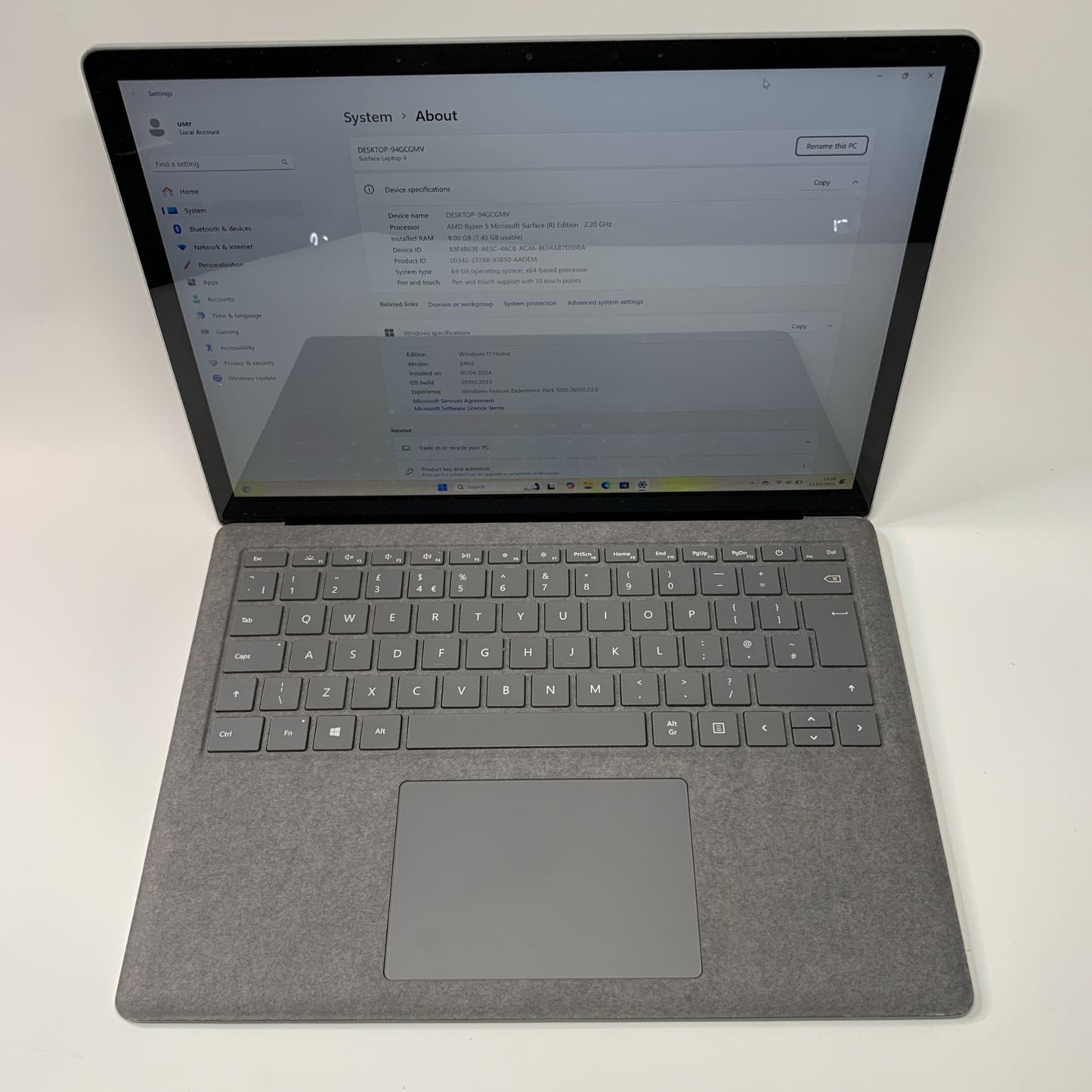 Microsoft Surface Laptop 4 1958 13.5" 2K Touch AMD Ryzen 5 8GB 256GB SSD Win 11