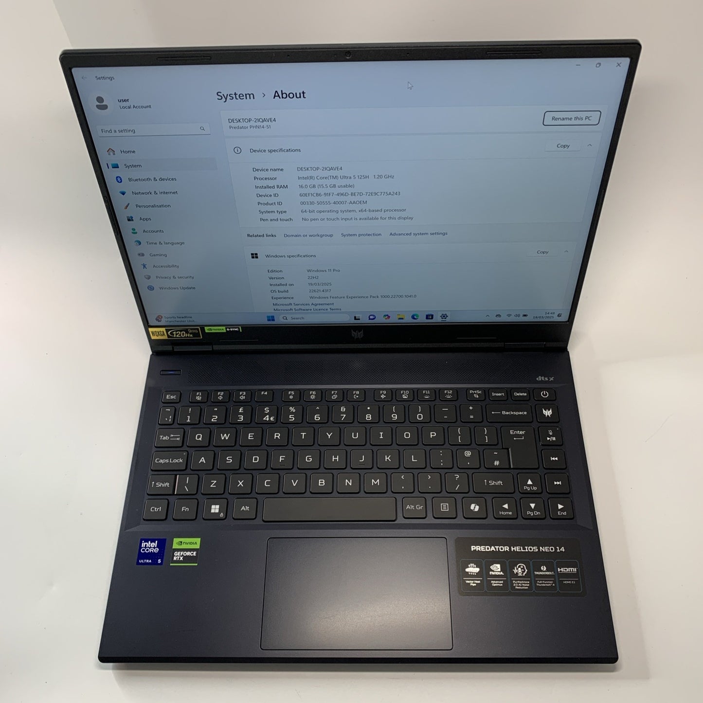 Acer Predator Helios Neo 14 PHN14-51 Ultra 5 125H 16GB 512GB SSD RTX 4060