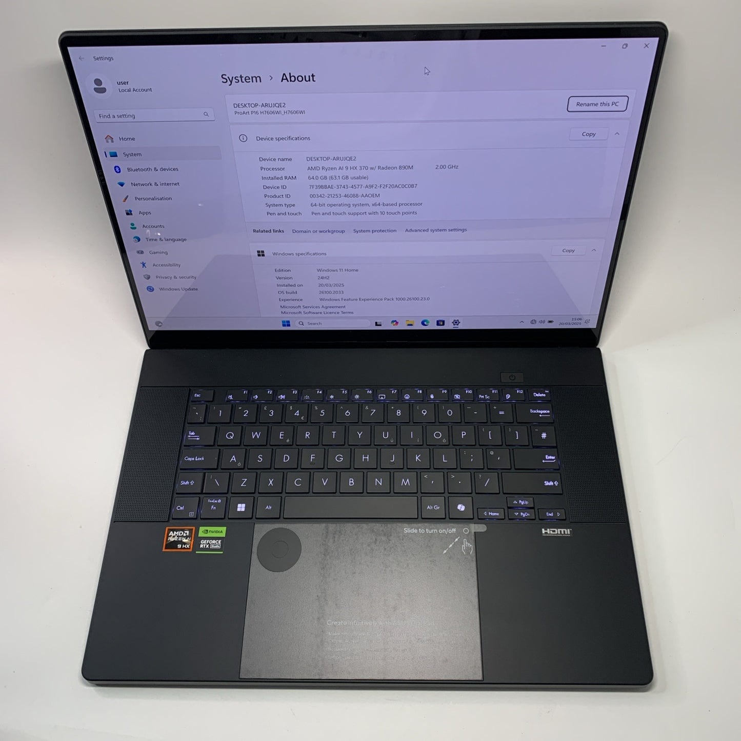 ASUS ProArt 16 H7606WI 16.0" 4K OLED AMD Ryzen AI 9 HX 370 RTX 4070 64GB 2TB SSD