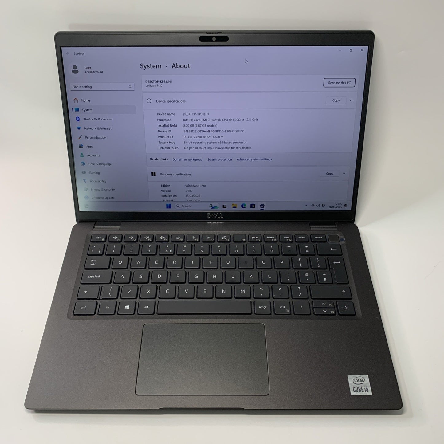 Dell Latitude 7410 Laptop 14" FHD Intel Core i5-10210U 8GB RAM 256GB SSD Win 11