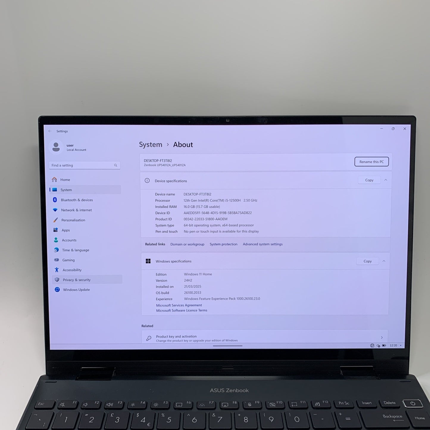 ASUS Zenbook UP5401ZA 14" Flip OLED Touchscreen 2in1 i5-12500H 16GB 512GB SSD