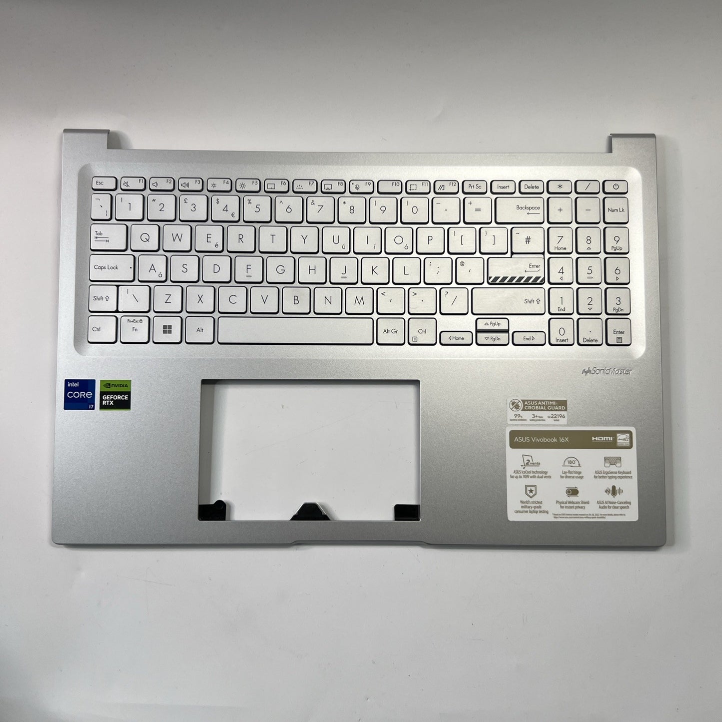 ASUS VivoBook 16X K3605Z UK Keyboard Palmrest Cover Silver
