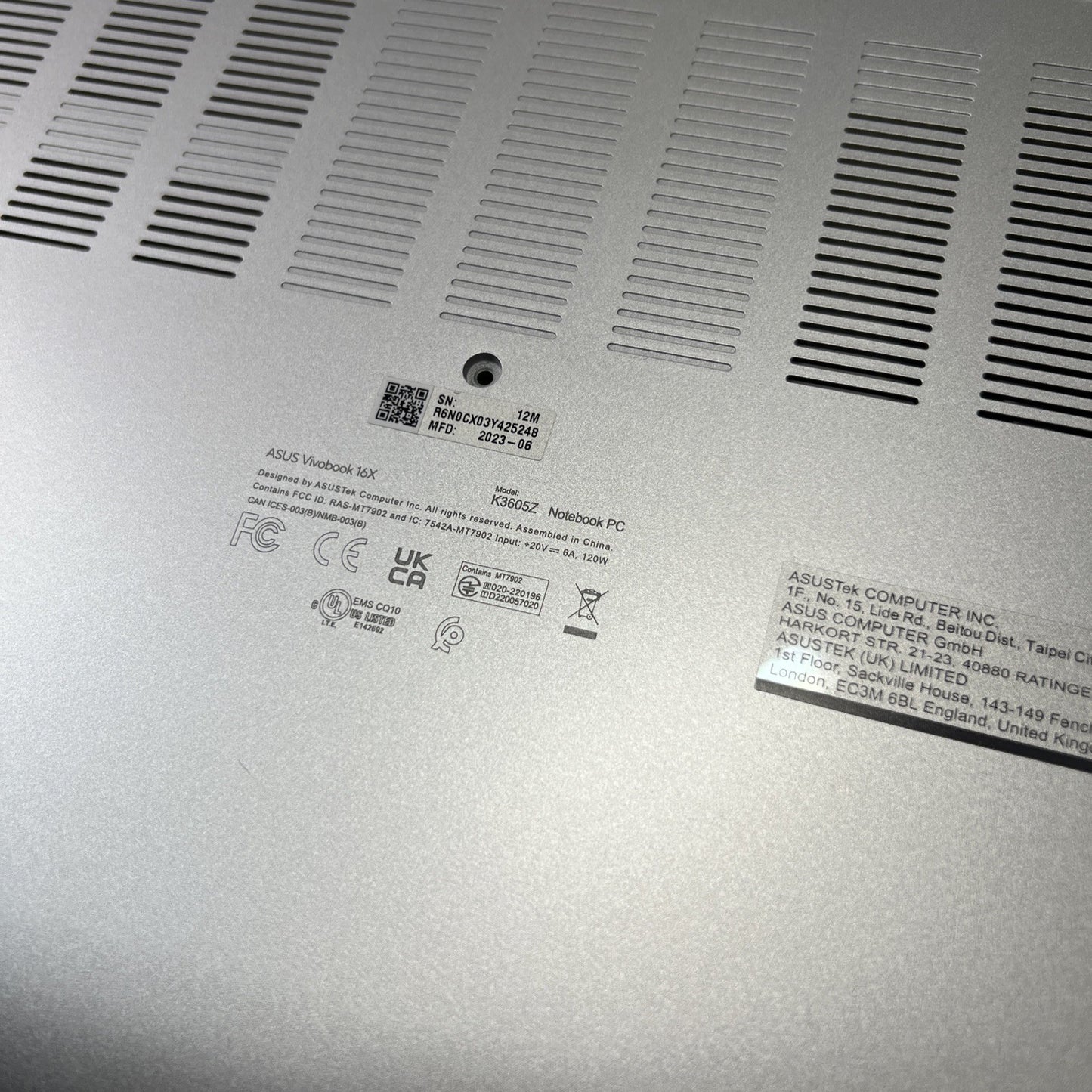 Genuine Asus Vivobook 16X K3605Z Bottom Base Cover Silver EAZJ200602A