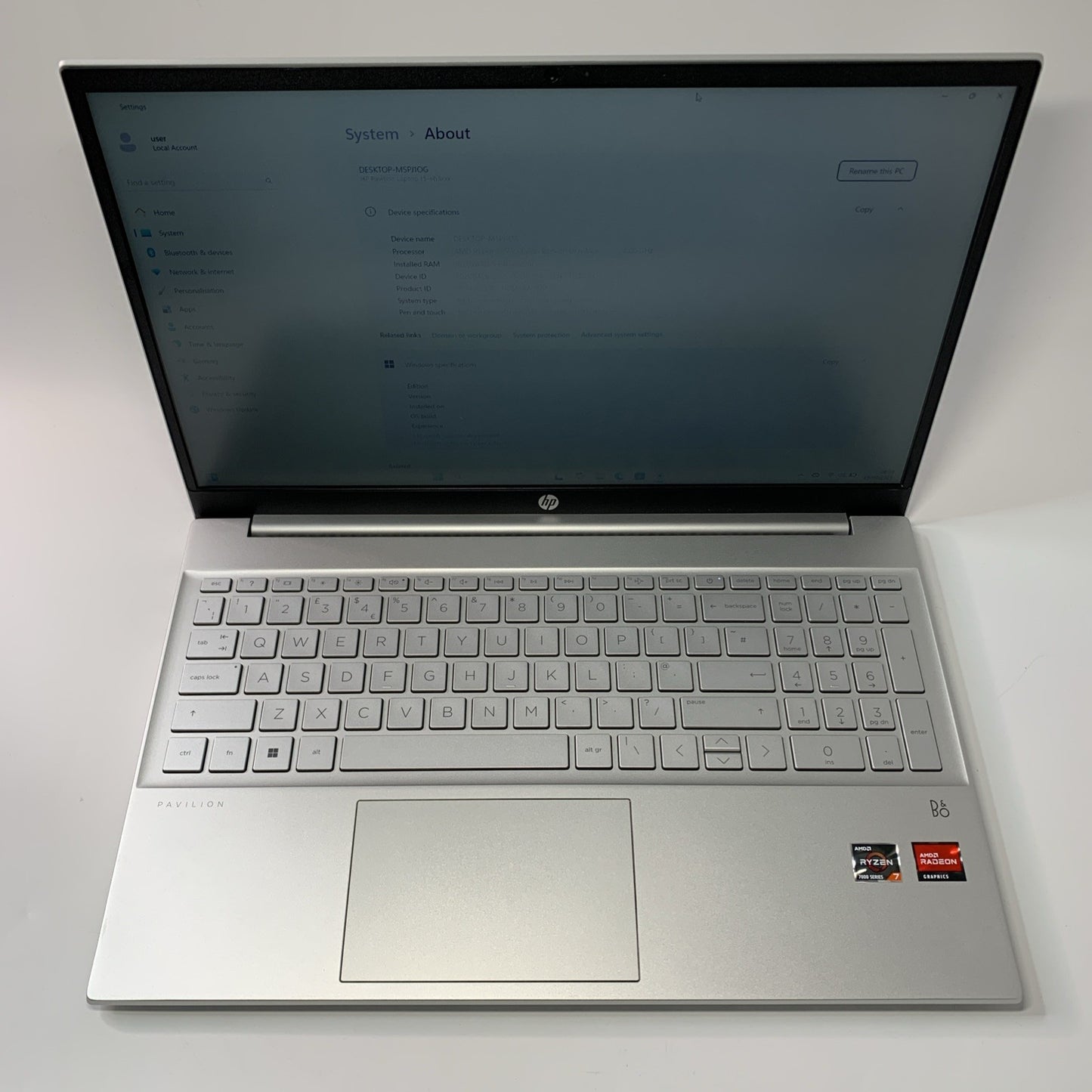 HP Pavilion 15-eh 15.6" Laptop AMD Ryzen 7 7730H Processor 16GB RAM 512GB SSD