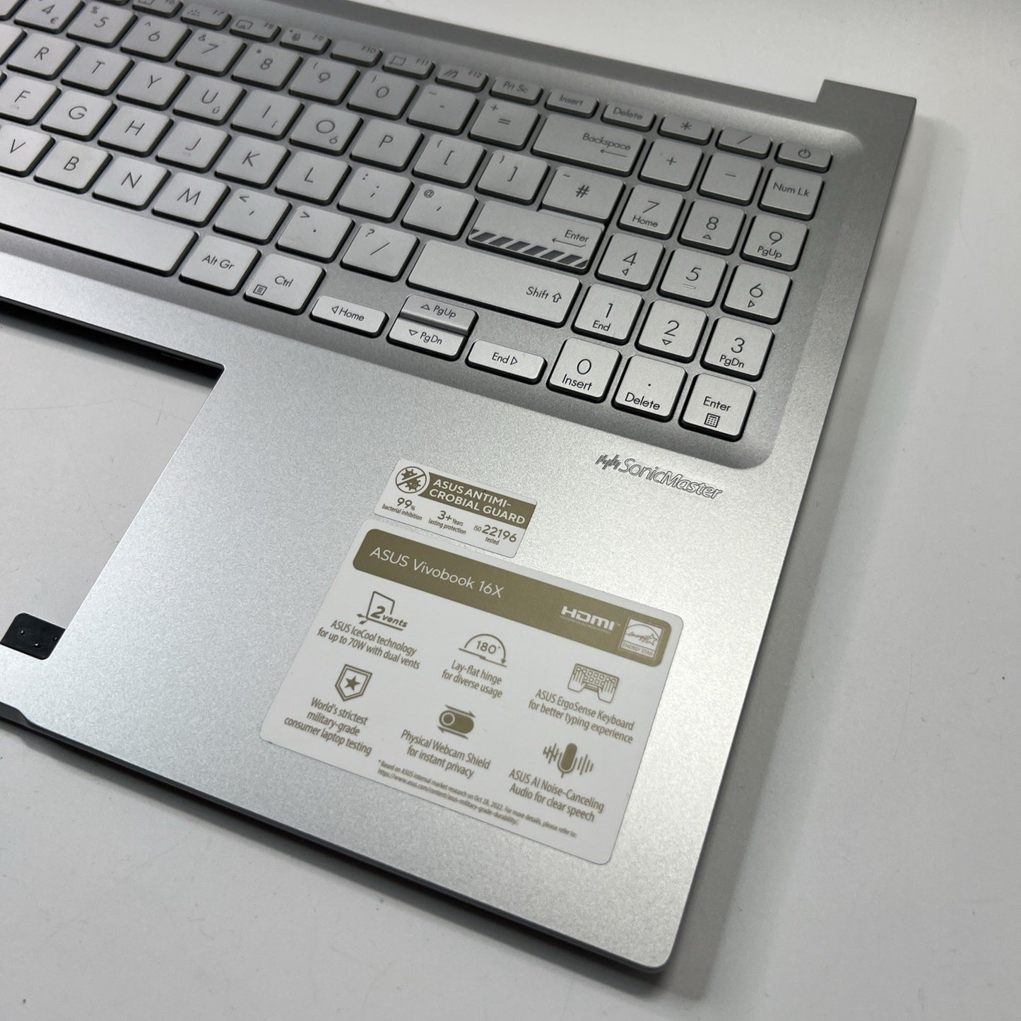 ASUS VivoBook 16X K3605Z UK Keyboard Palmrest Cover Silver