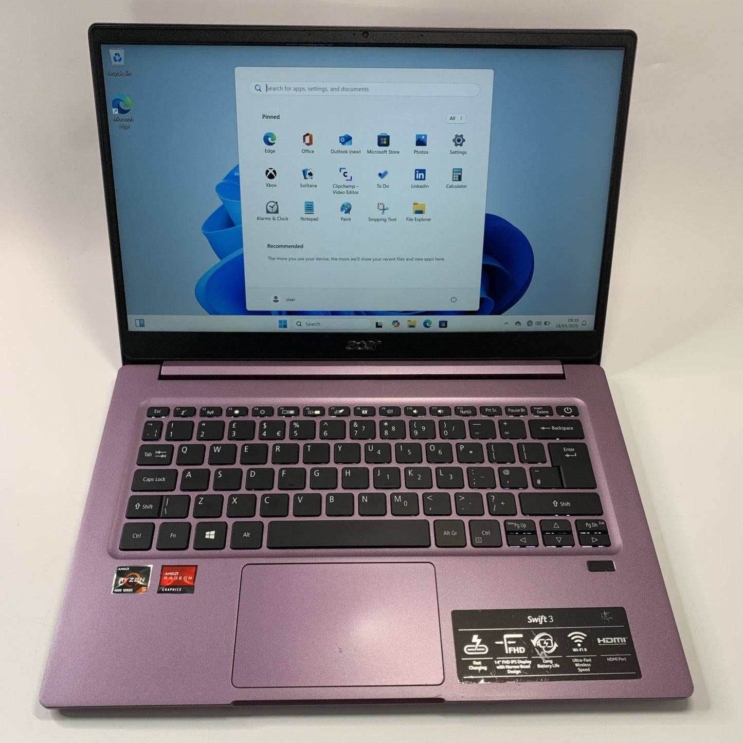 Acer Swift 3 SF314-42 14" AMD Ryzen 5 4500U 8GB RAM 256GB SSD Windows 11 Purple