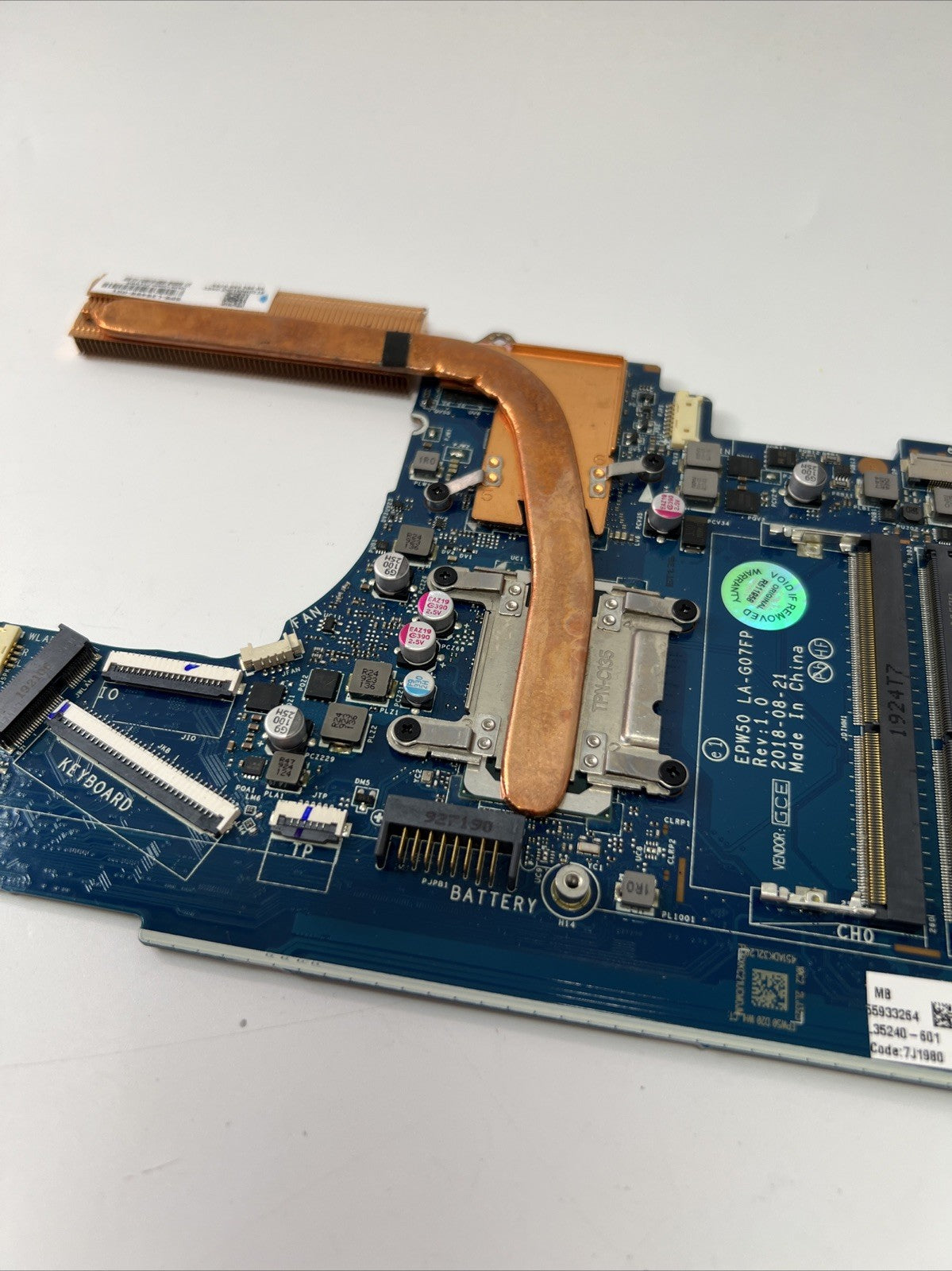 Genuine HP 15-da1013ne Motherboard i5 8th Gen L35240-601 (WORKS) + Heatsink