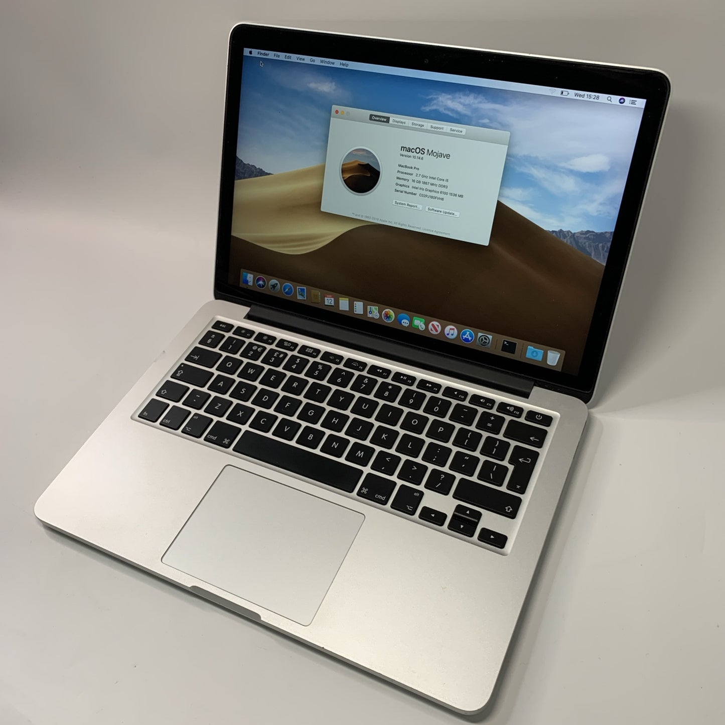 Apple MacBook Pro Core i5 2.5 13" Retina 2015 16GB RAM 256GB SSD MacOS Mojave
