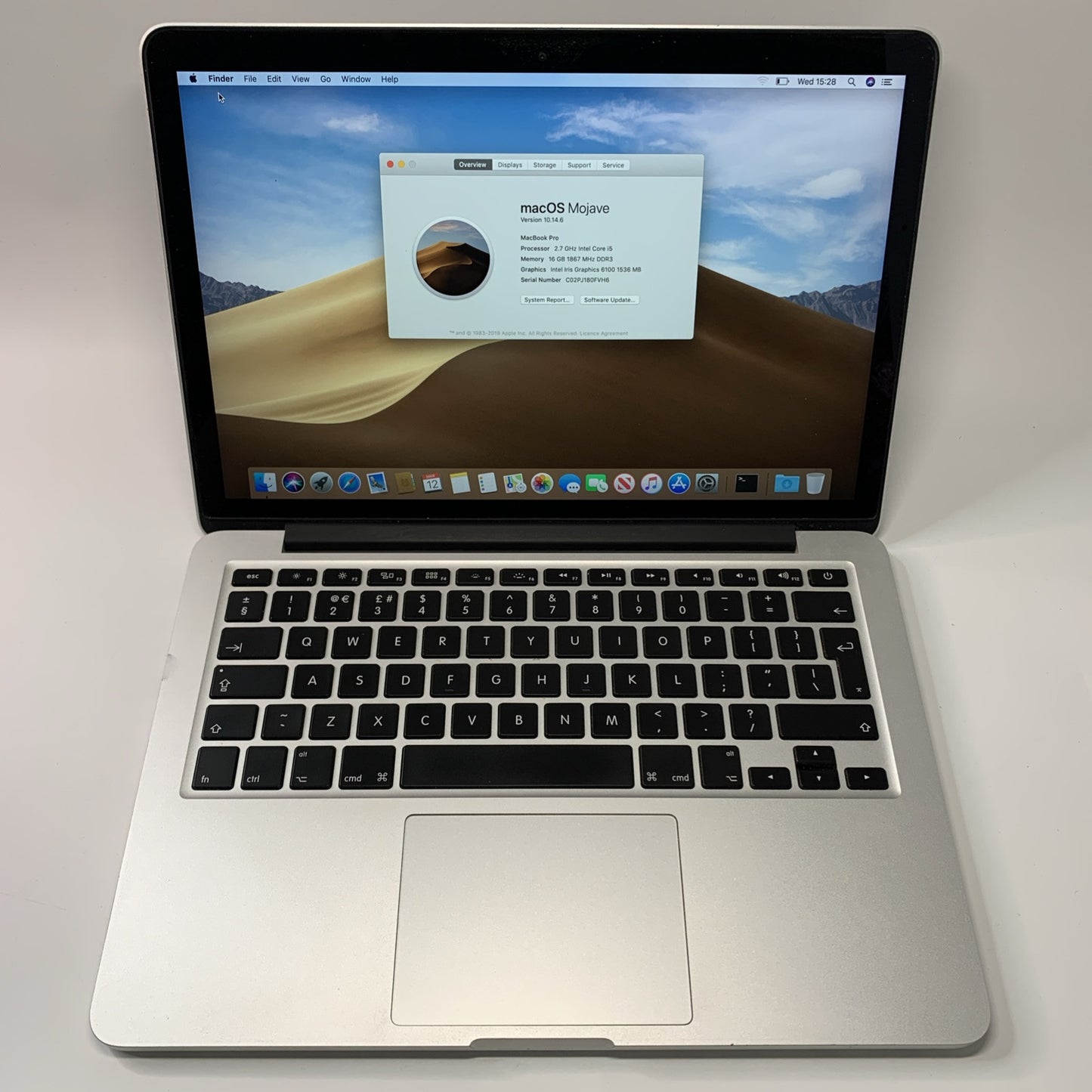Apple MacBook Pro Core i5 2.5 13" Retina 2015 16GB RAM 256GB SSD MacOS Mojave
