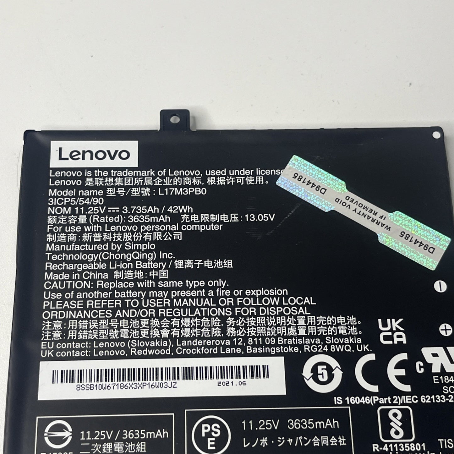 Genuine Lenovo Chromebook S340-14  Battery  L17m3pb0 Good Condition